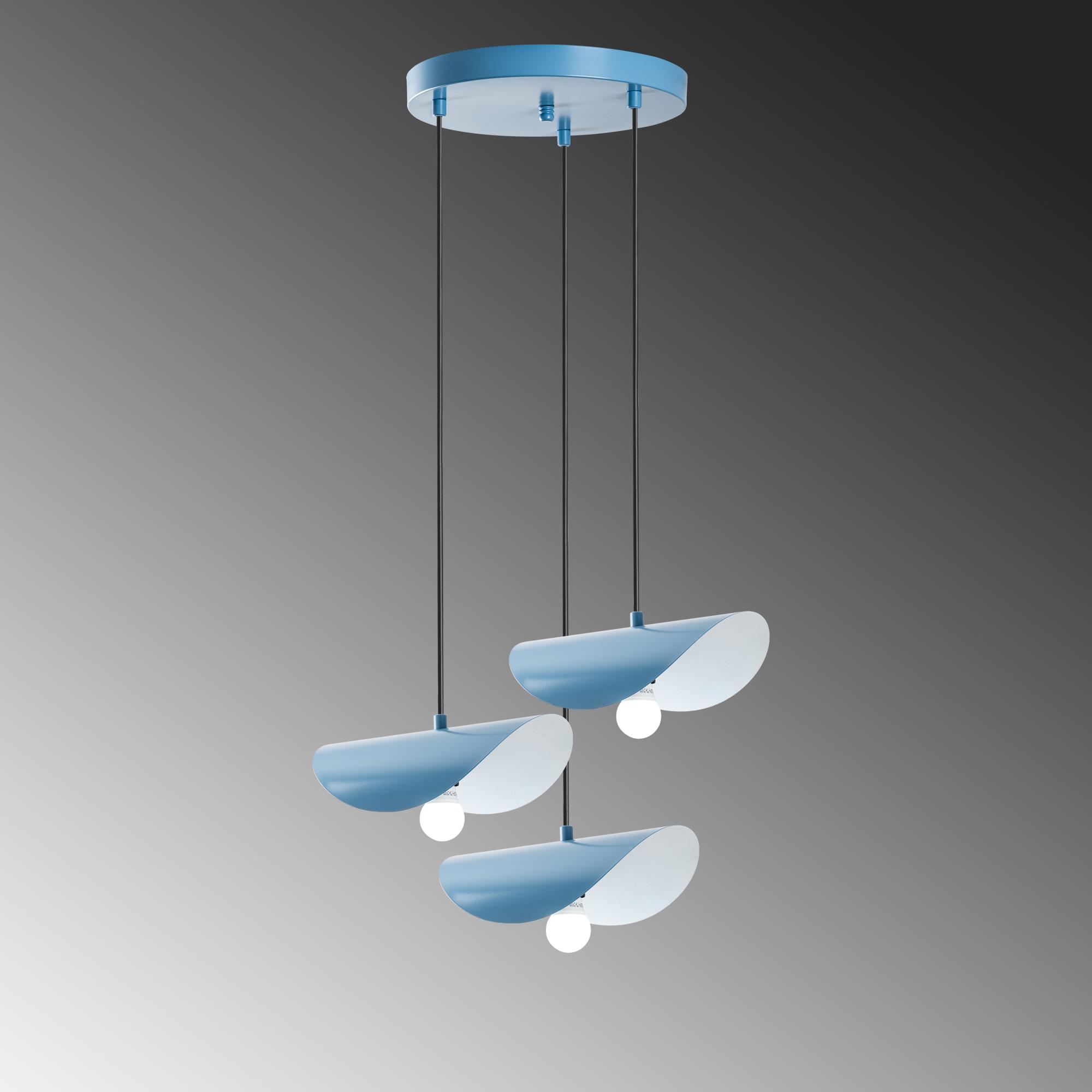 EGER-MR-964-LIGHTBLUE, METAL SIVAMA 3'LÜ TEPSİ SARKIT