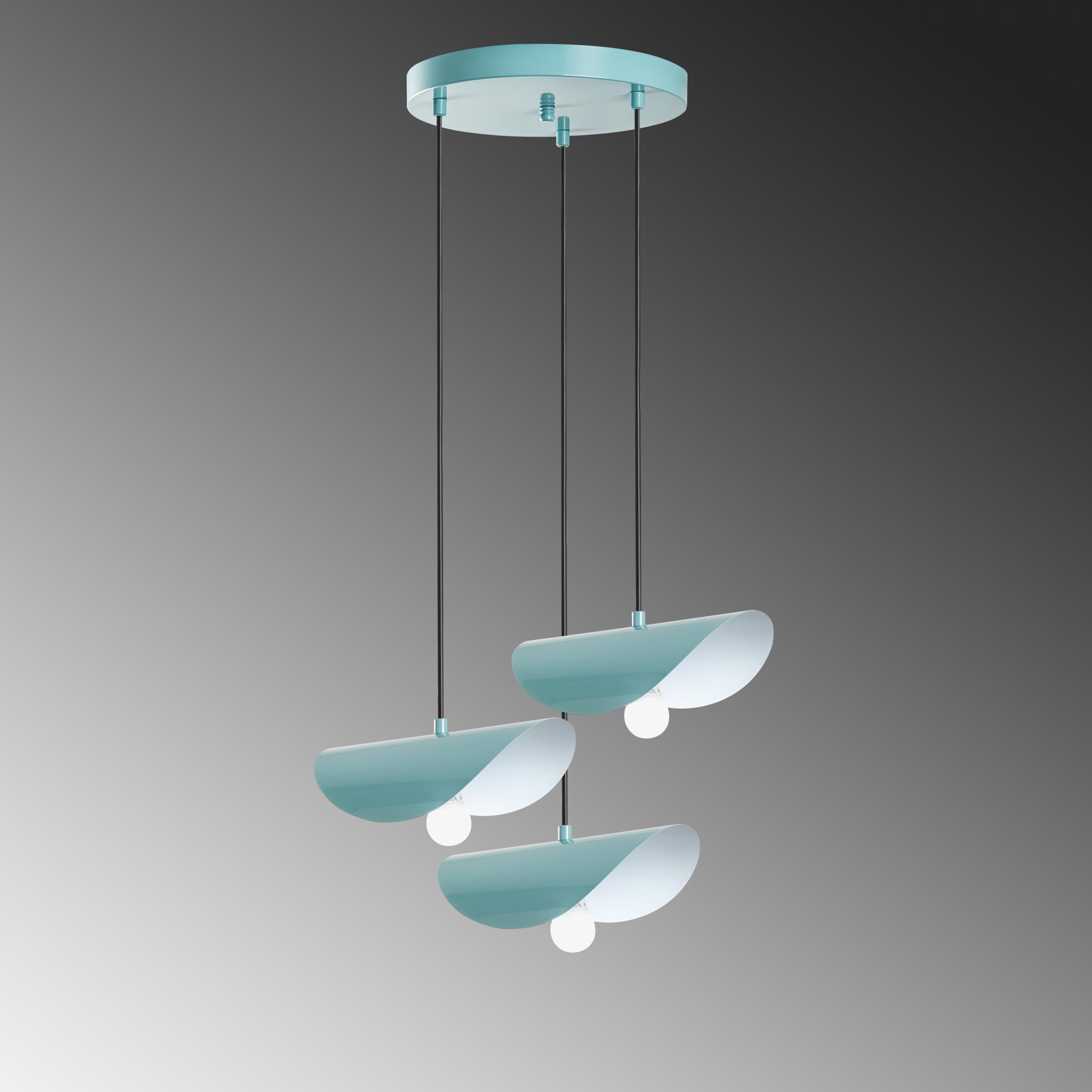 EGER-MR-964-TURQUOISE, METAL SIVAMA 3'LÜ TEPSİ SARKIT