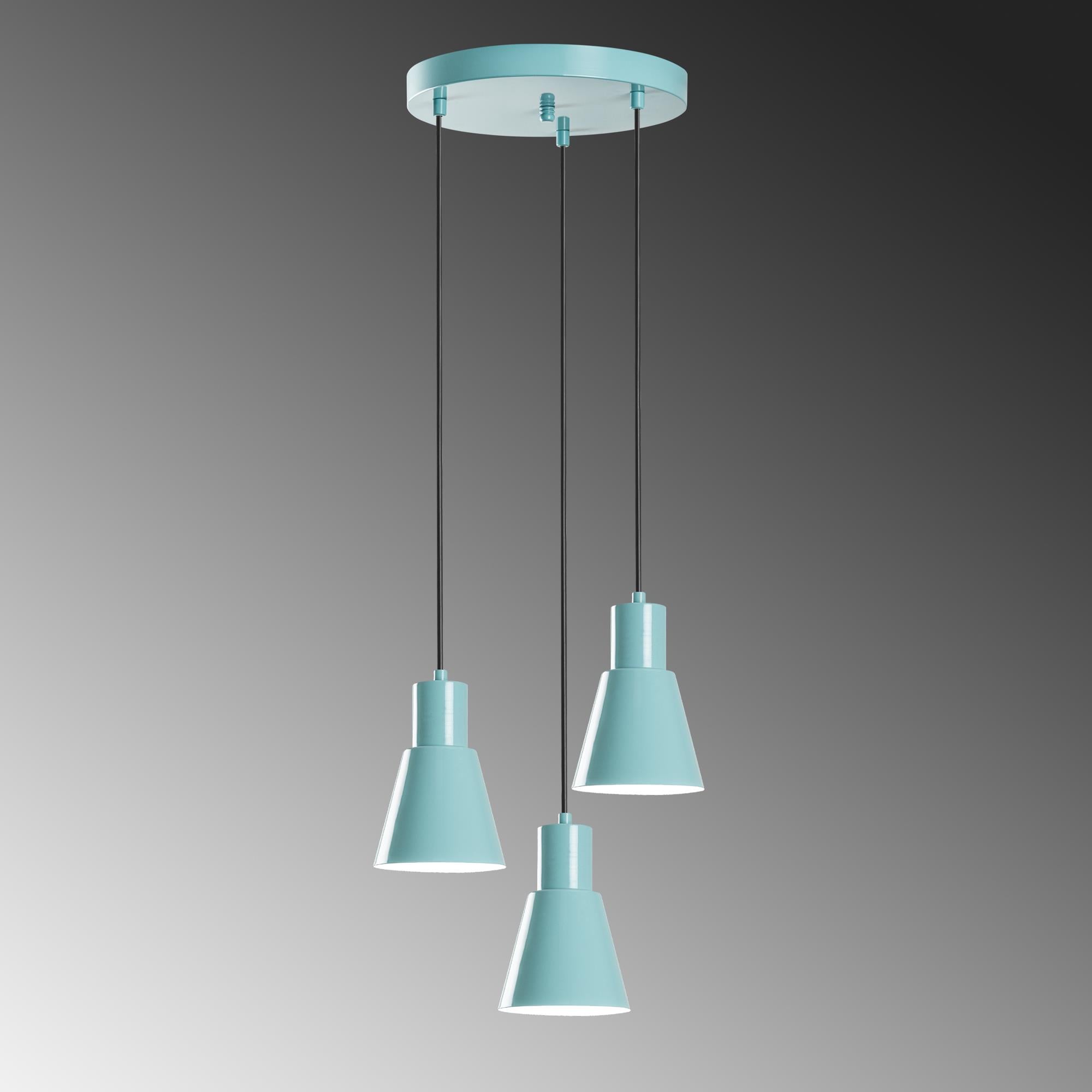 KONIKKEM-6357-3-TURQUOISE, METAL SIVAMA 3'LÜ TEPSİ SARKIT