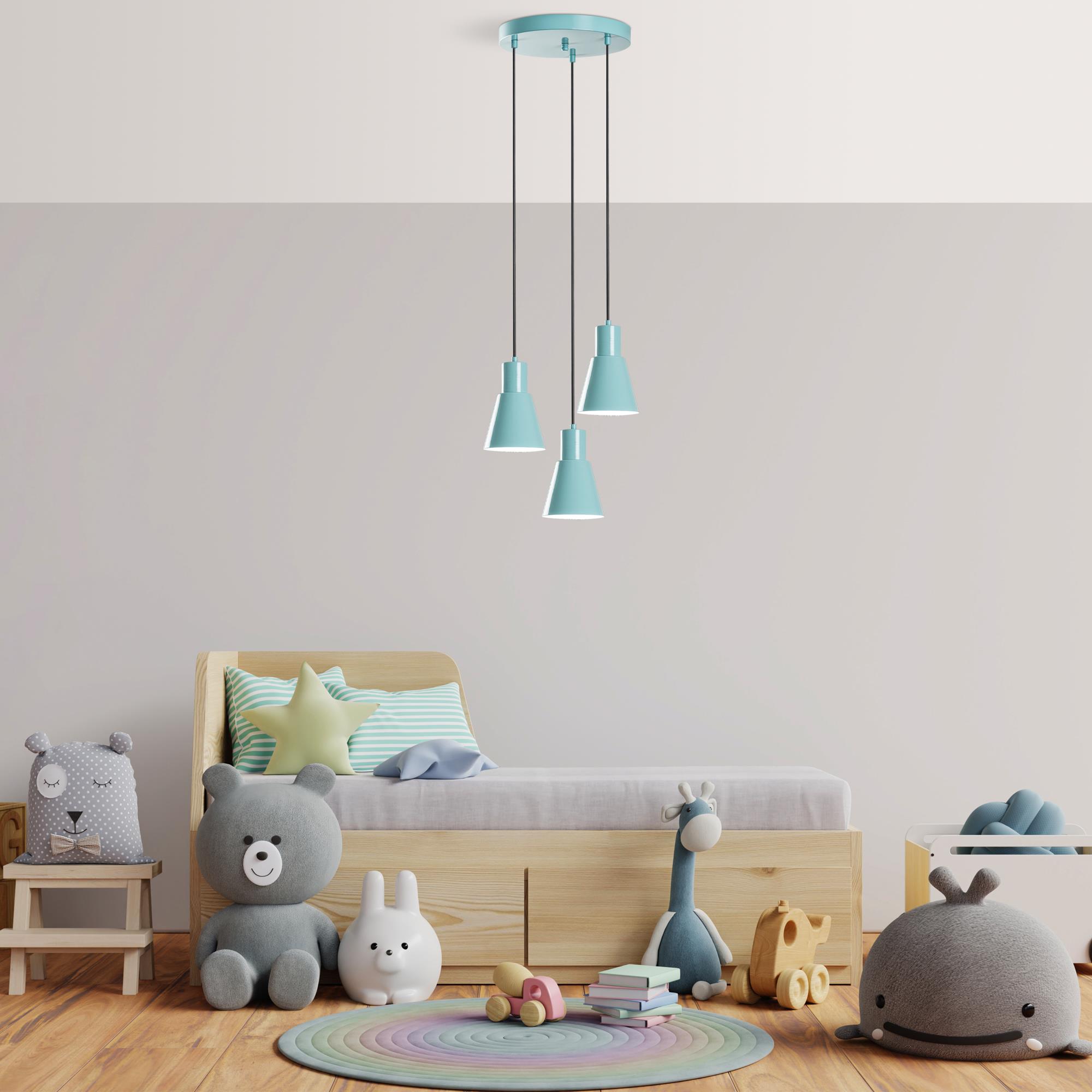 KONIKKEM-6357-3-TURQUOISE, METAL SIVAMA 3'LÜ TEPSİ SARKIT