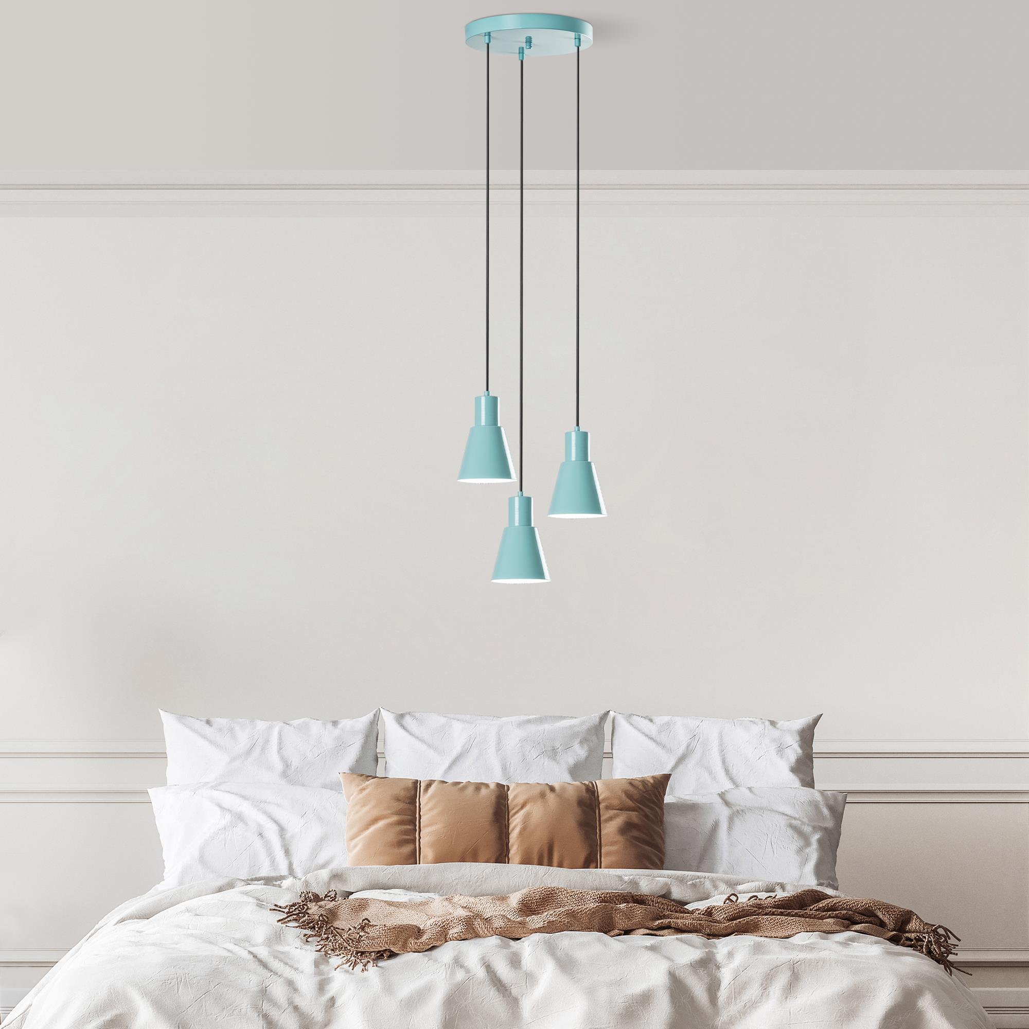 KONIKKEM-6357-3-TURQUOISE, METAL SIVAMA 3'LÜ TEPSİ SARKIT