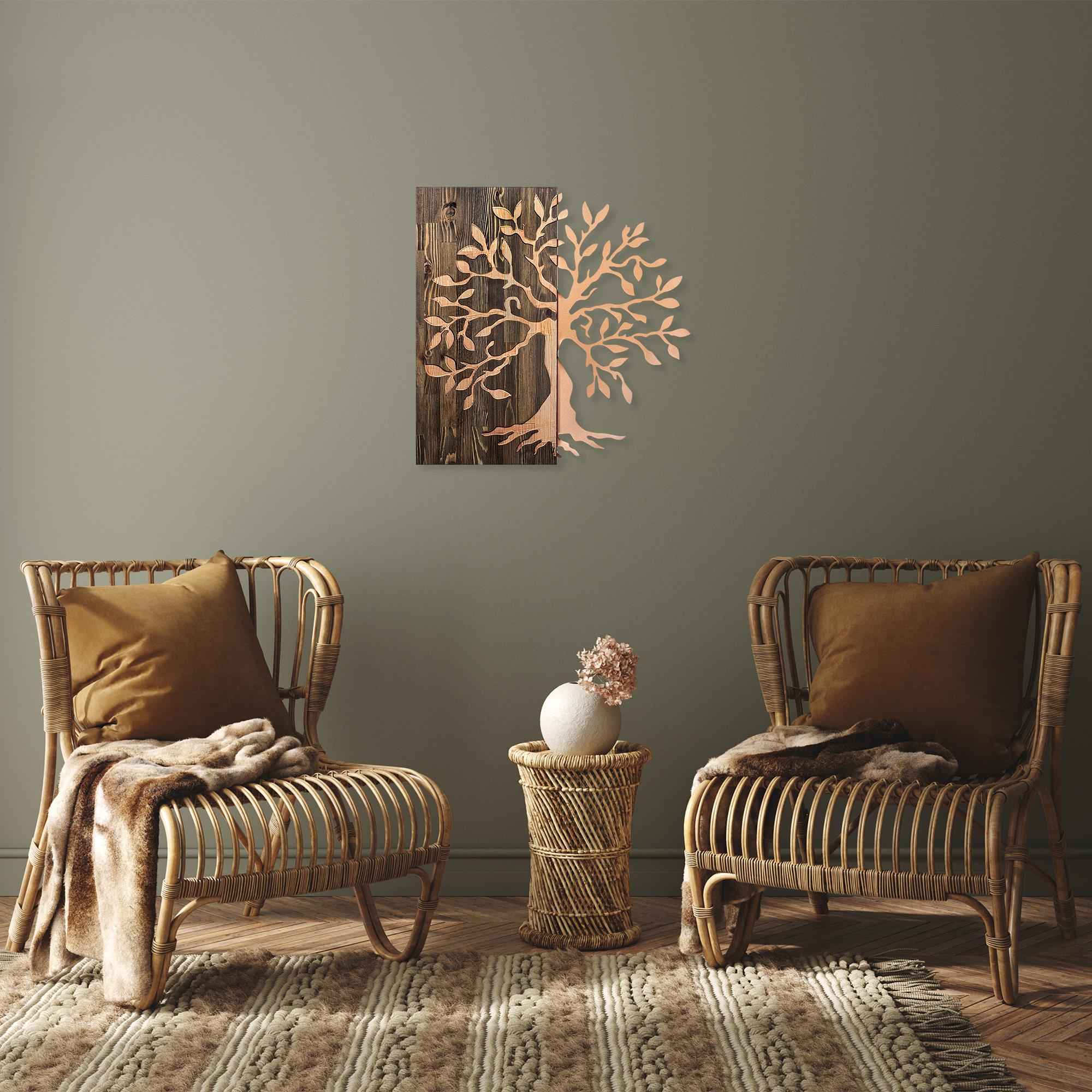MA-124-COPPER METAL AHŞAP DUVAR PANOLARI