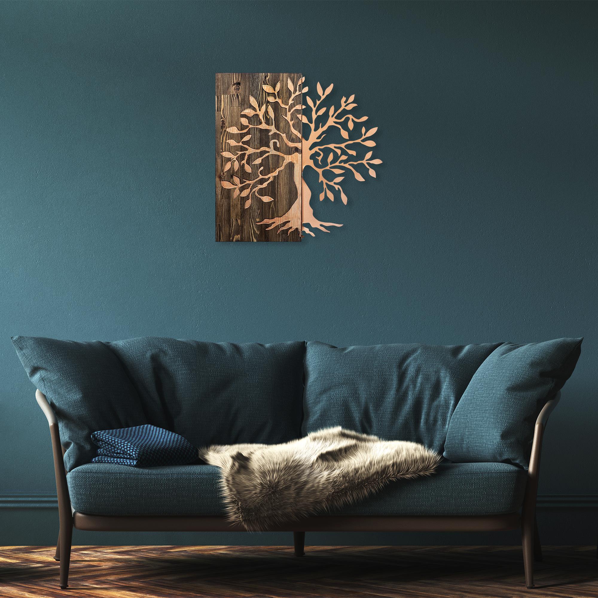 MA-124-COPPER METAL AHŞAP DUVAR PANOLARI