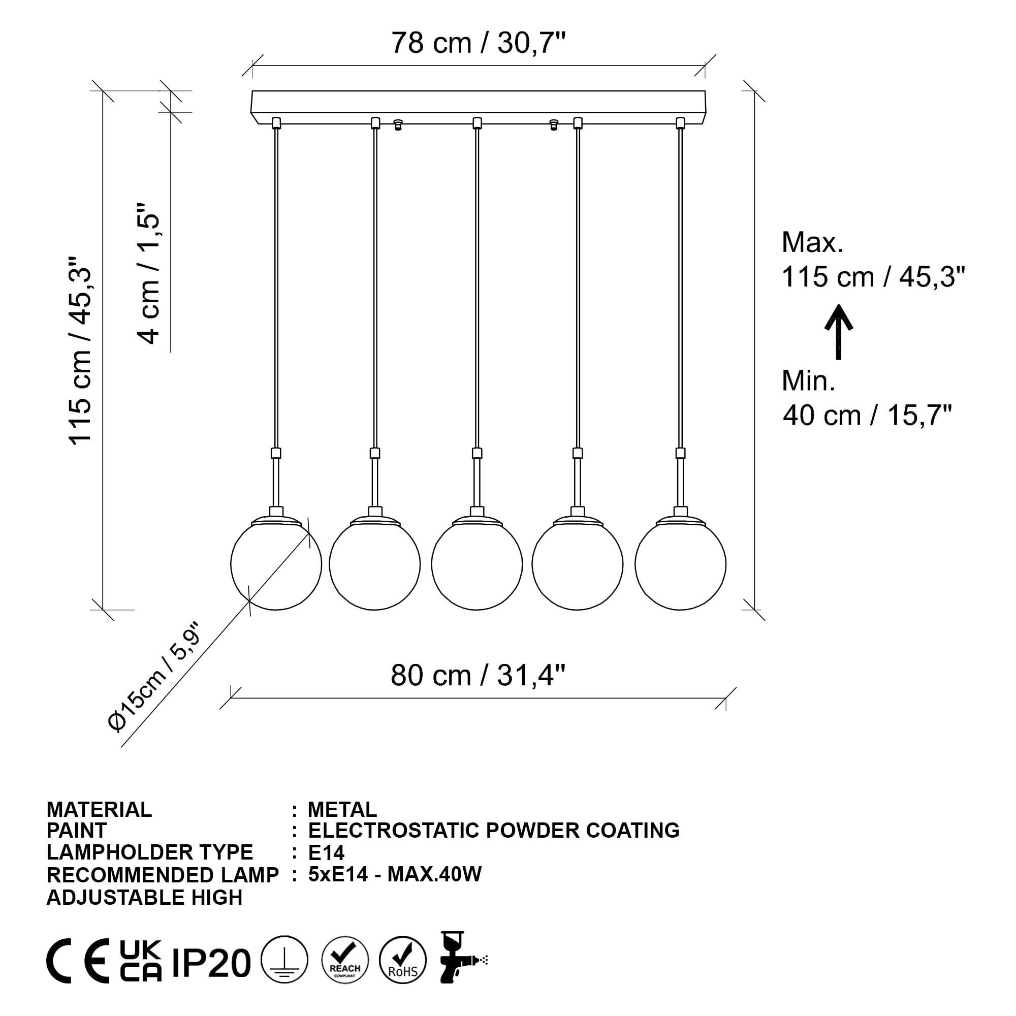 ORBITAL-15-14022, CAMLI 5'Lİ SIRALI  SARKIT