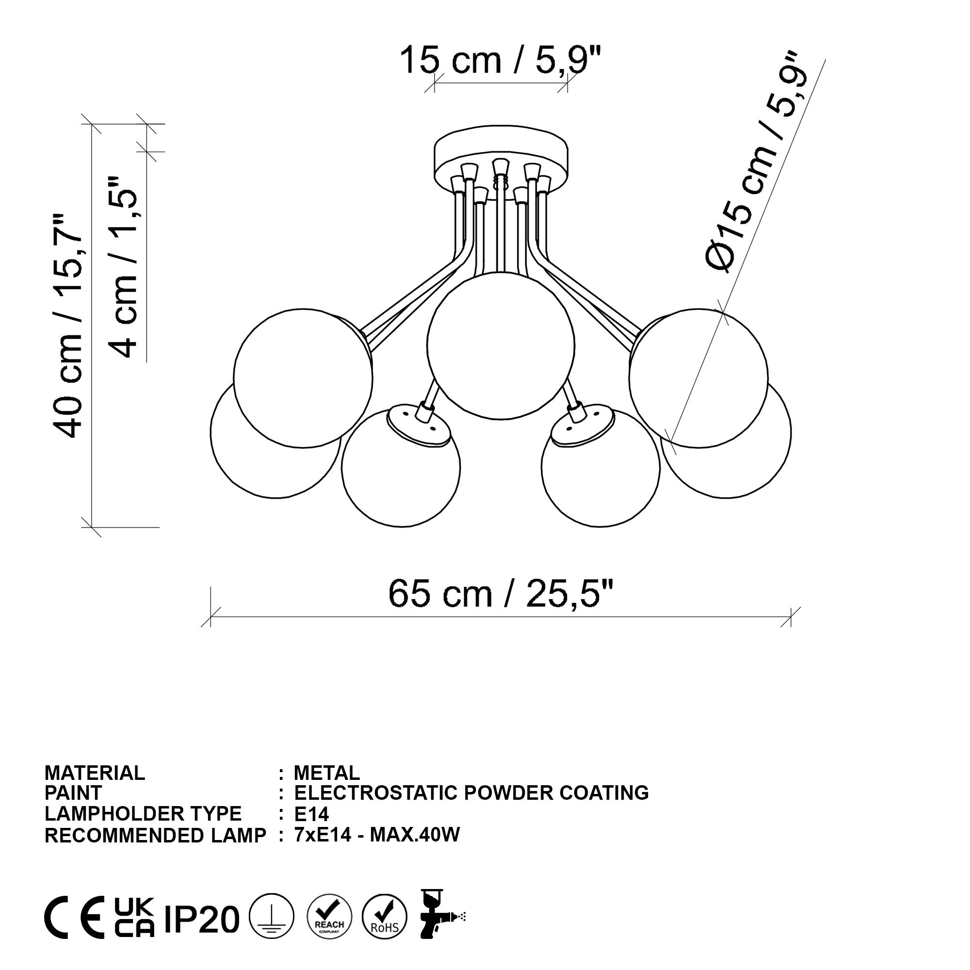 ORION-13966, CAMLI 7'Lİ PLAFÖNYER 