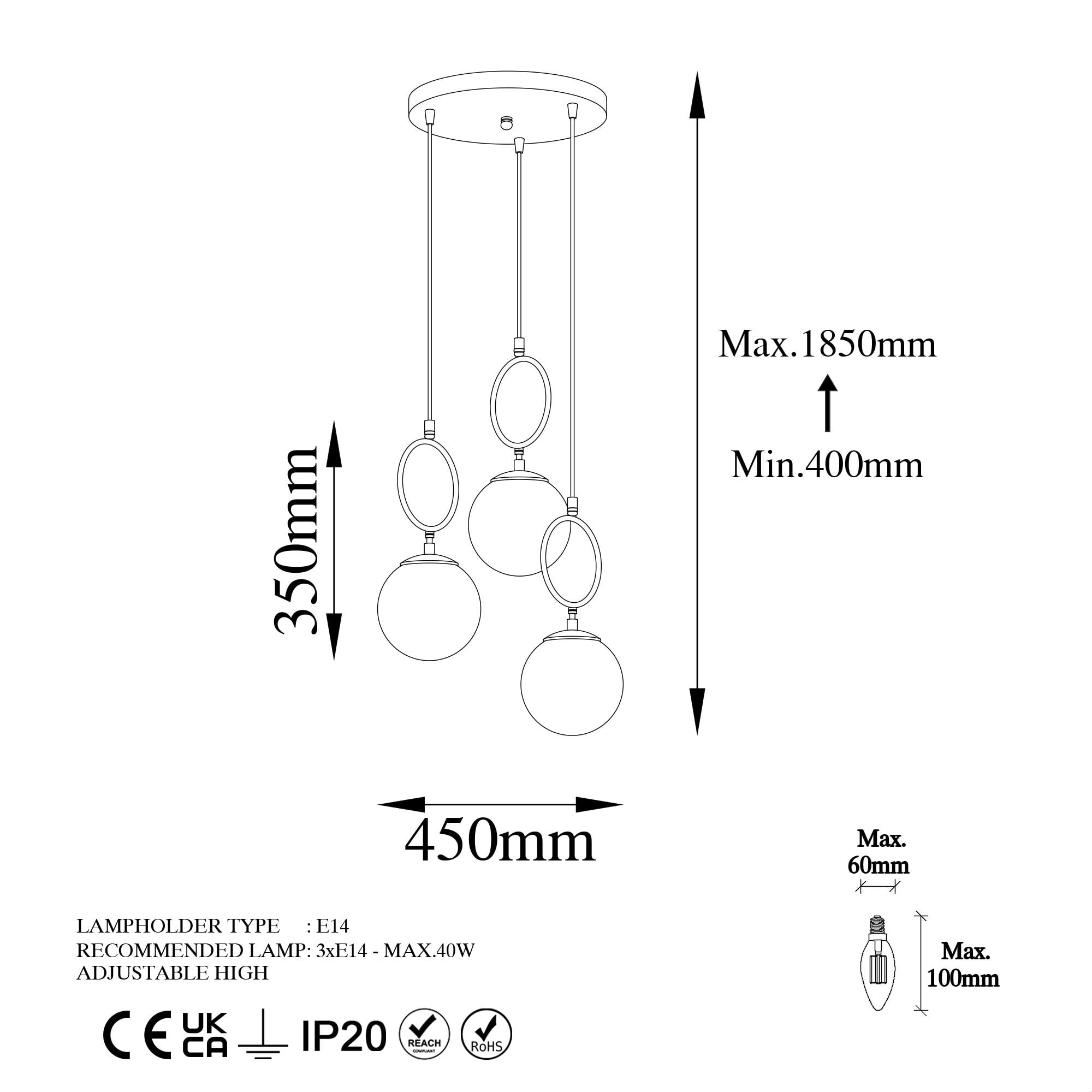 RING-13436, CAMLI 3'LÜ TEPSİ SARKIT