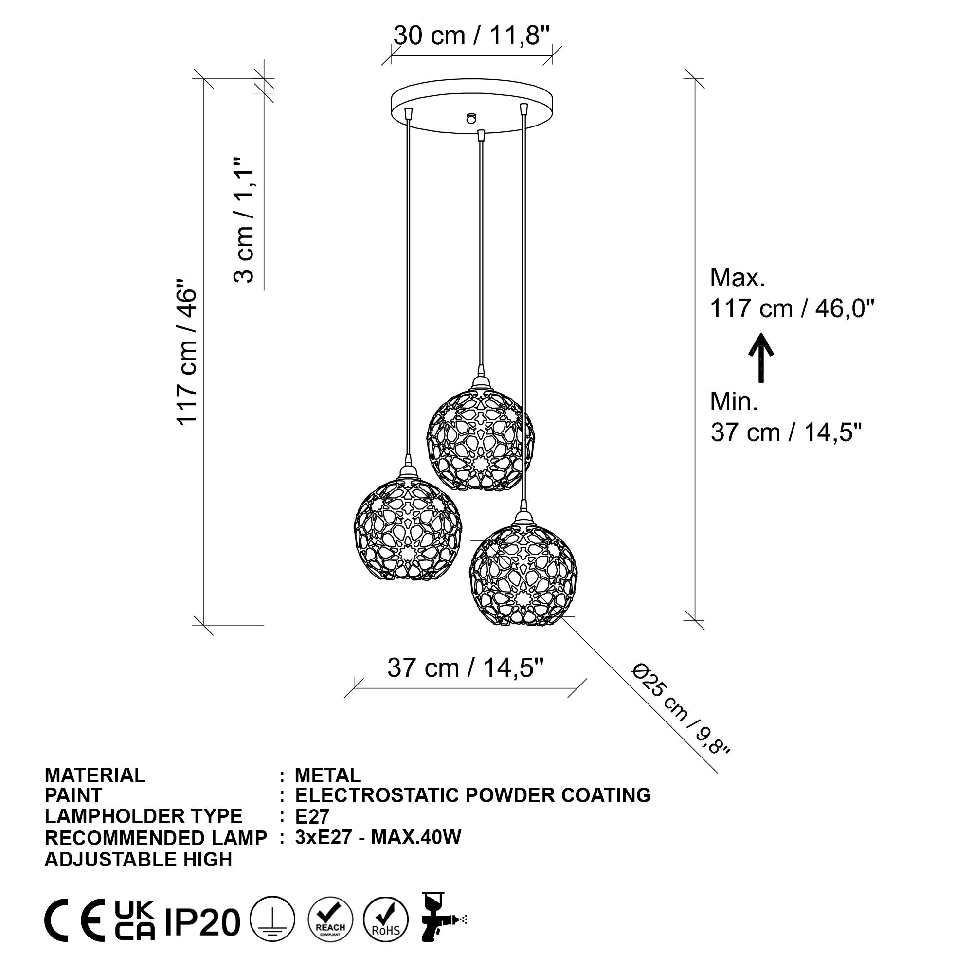 SELCUKLU-MR-787-1, METAL 3'LÜ TEPSİ SARKIT