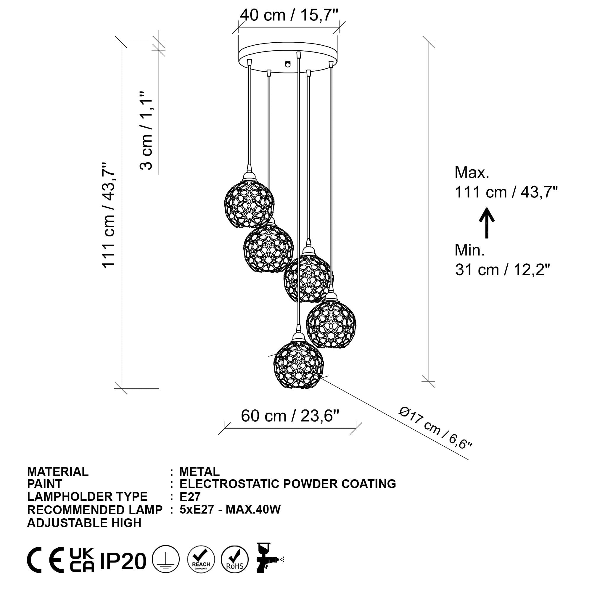 SELCUKLU-MR-790-1, METAL 5'Lİ TEPSİ SARKIT