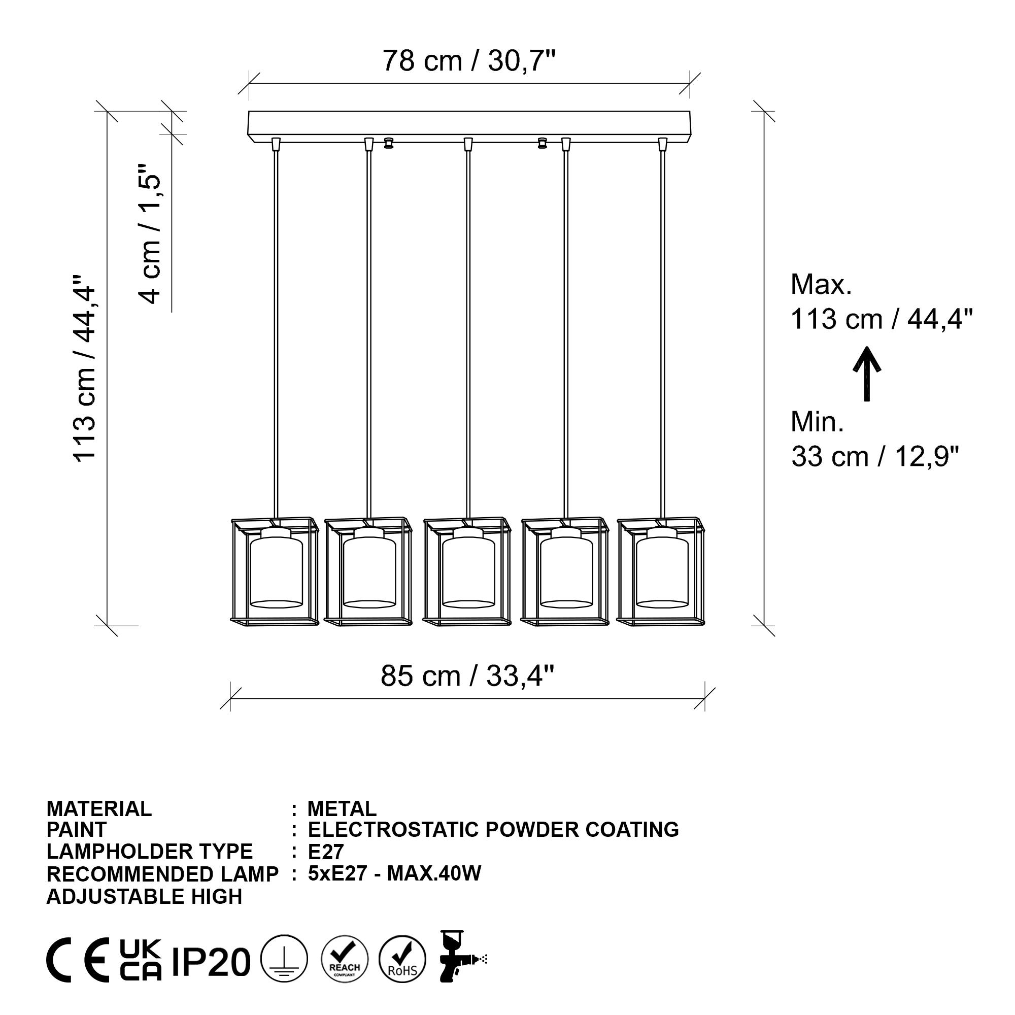 SWANK-702-10, CAMLI 5'Lİ SIRALI  SARKIT