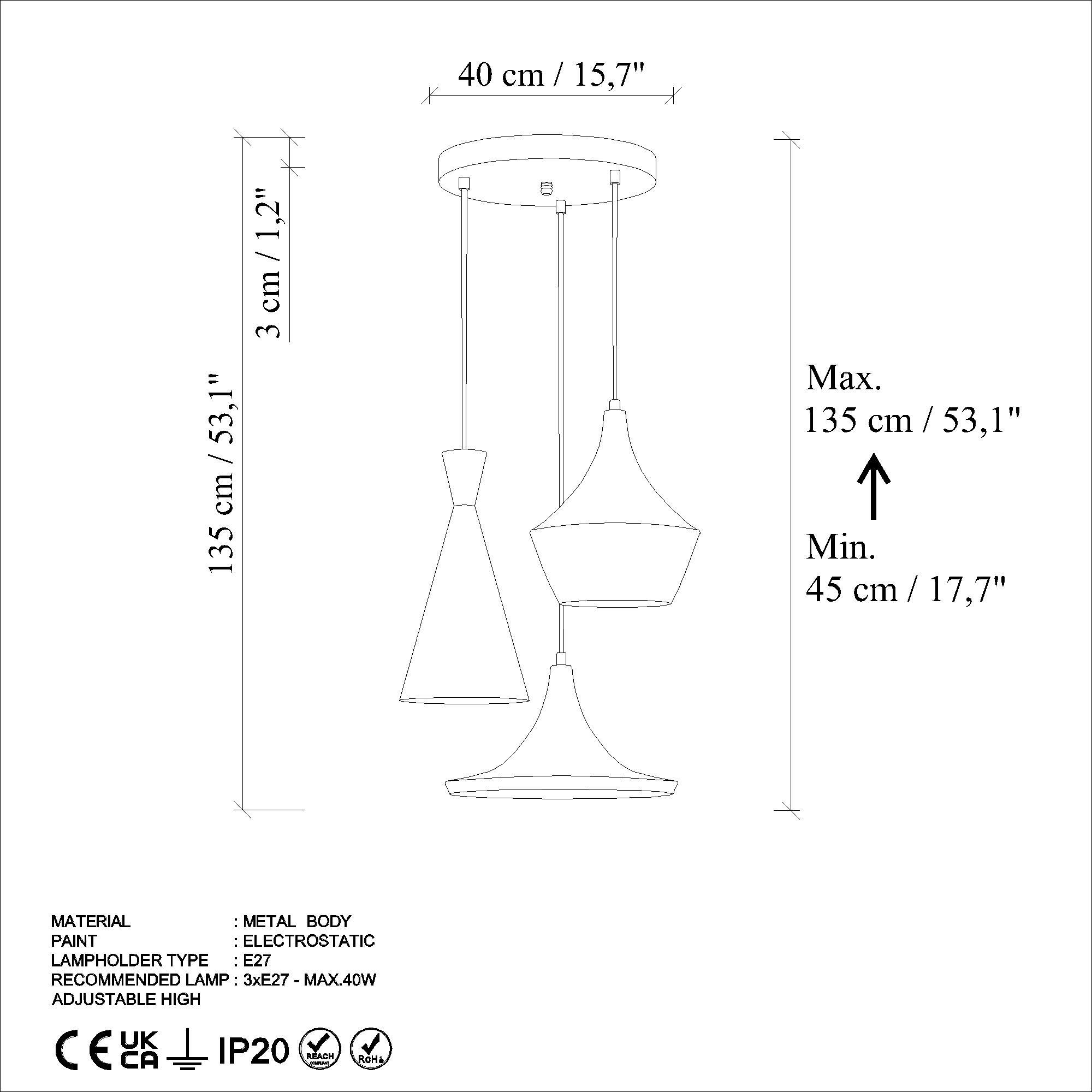 TOM-3556-LIGHTBLUE, METAL SIVAMA 3'LÜ TEPSİ SARKIT
