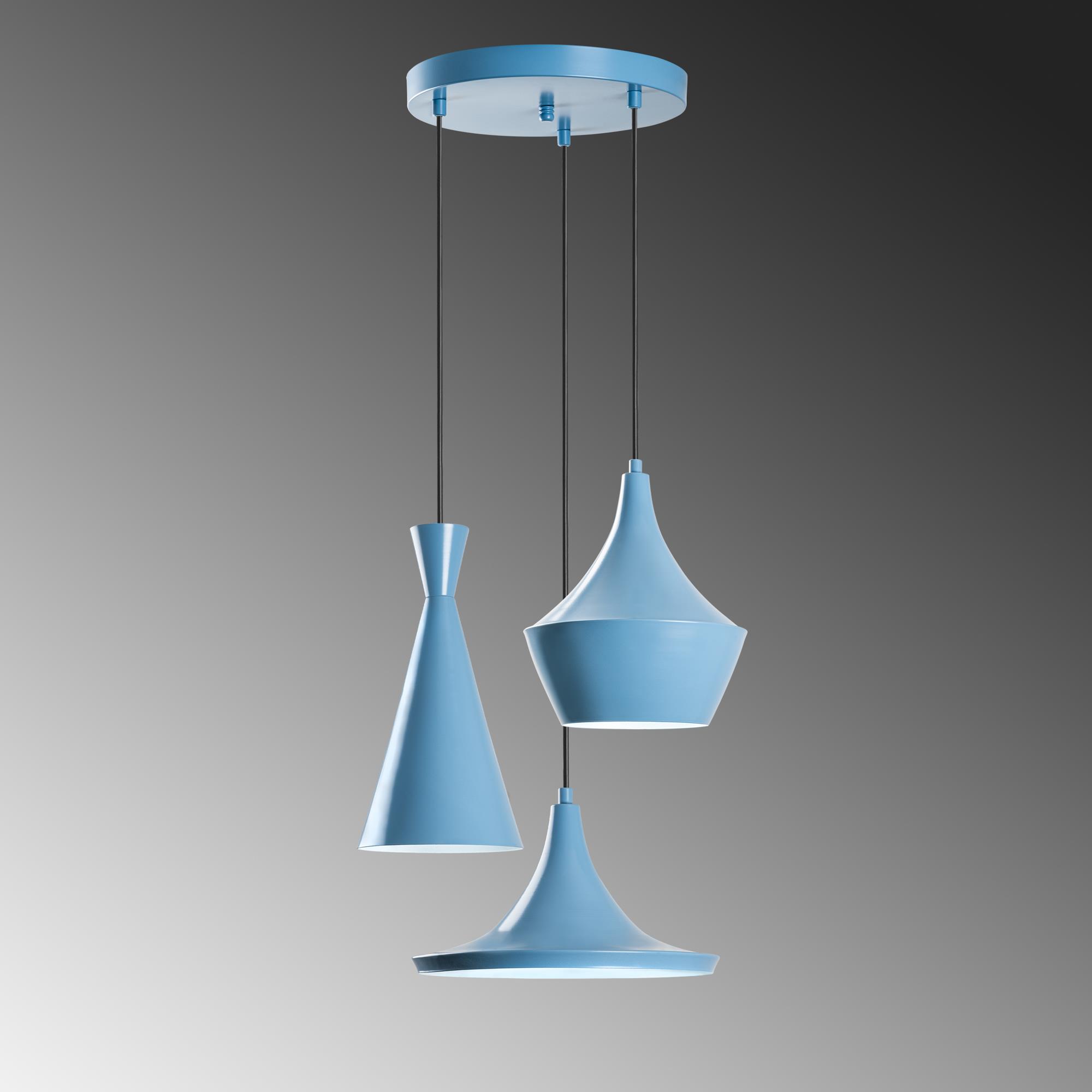 TOM-3556-LIGHTBLUE, METAL SIVAMA 3'LÜ TEPSİ SARKIT