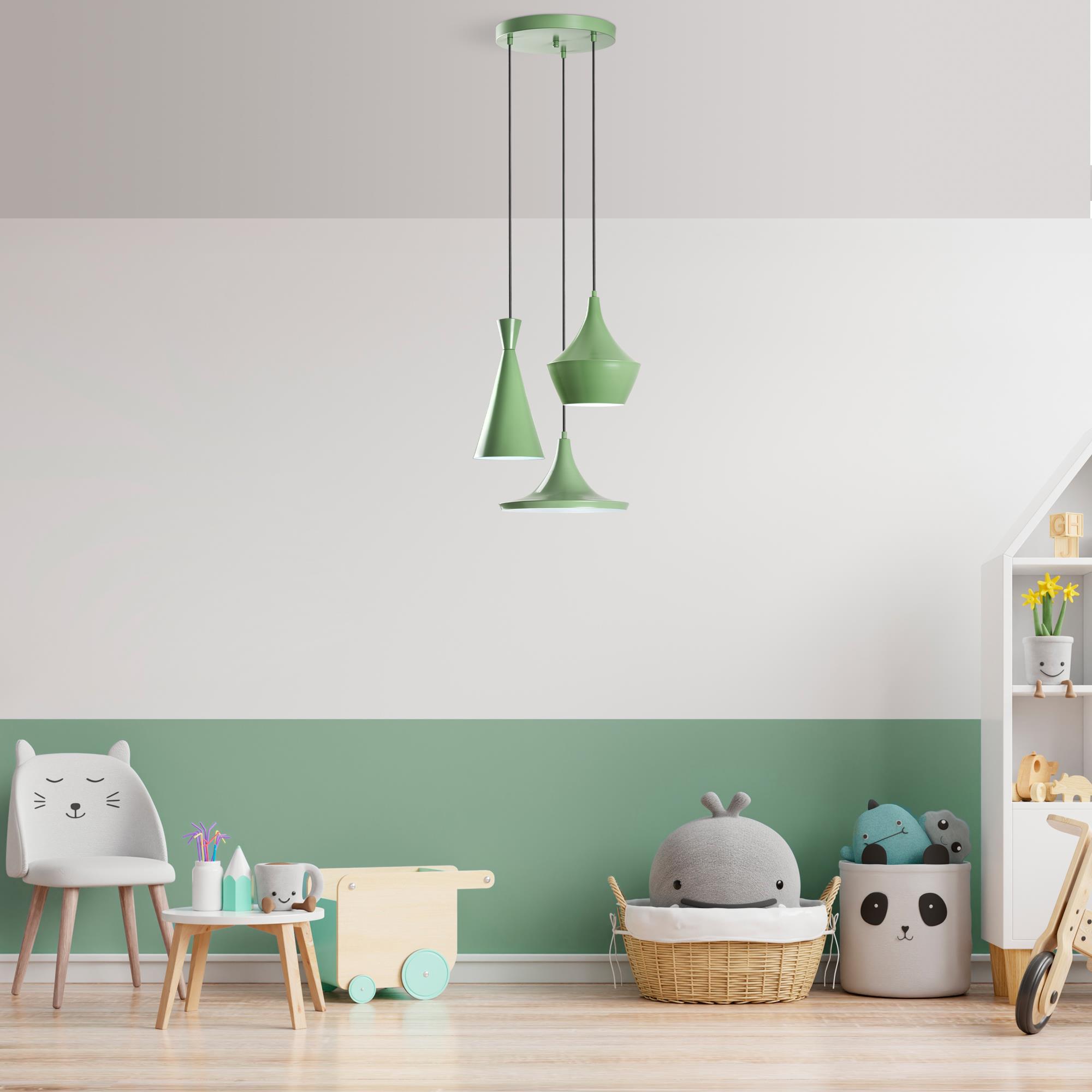 TOM-3556-MINTGREEN, METAL SIVAMA 3'LÜ TEPSİ SARKIT