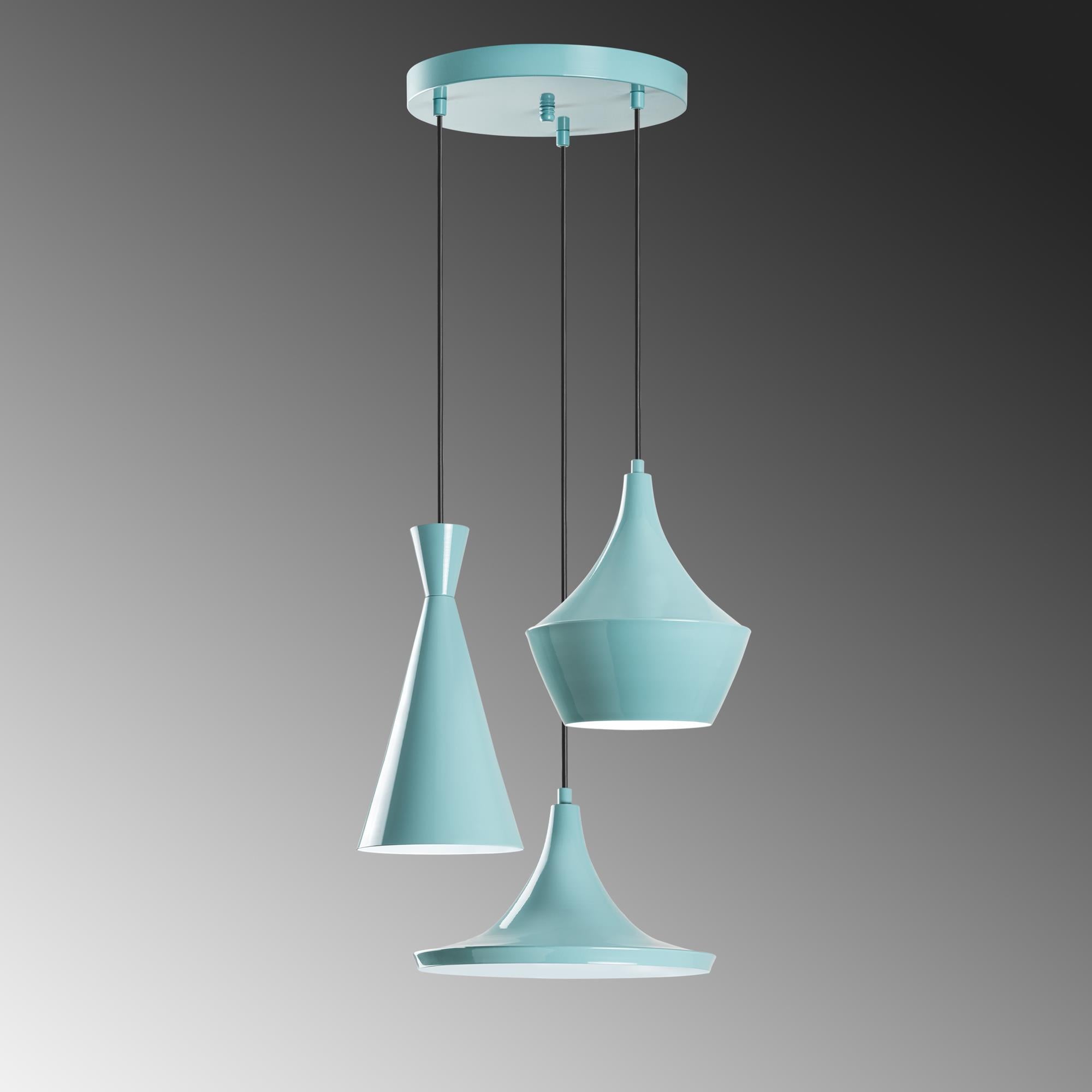 TOM-3556-TURQUOISE, METAL SIVAMA 3'LÜ TEPSİ SARKIT