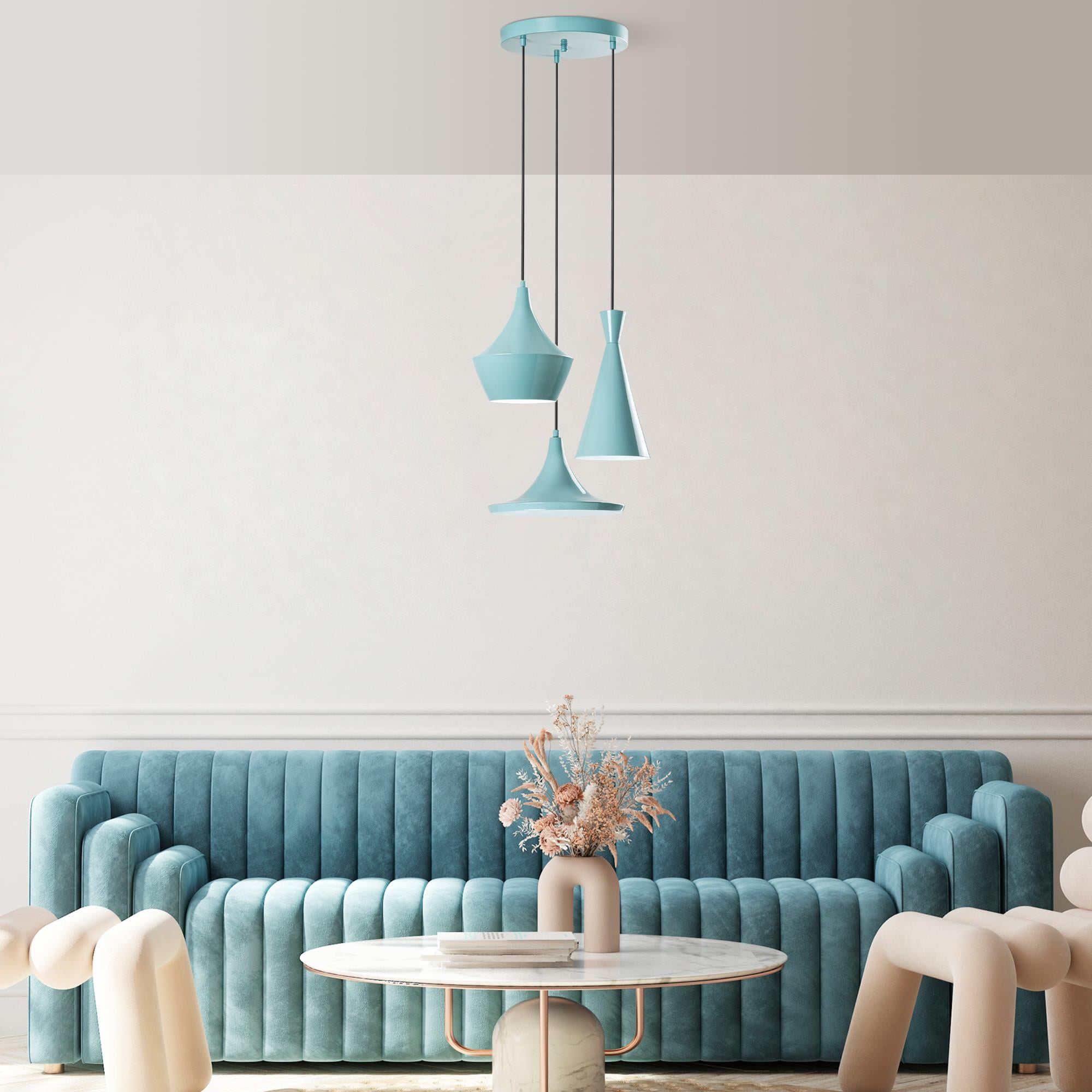 TOM-3556-TURQUOISE, METAL SIVAMA 3'LÜ TEPSİ SARKIT