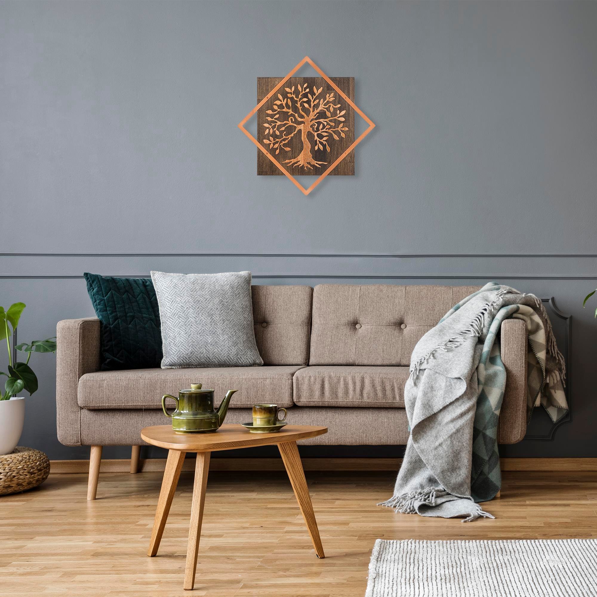 WT-024-COPPER METAL AHŞAP DUVAR PANOLARI