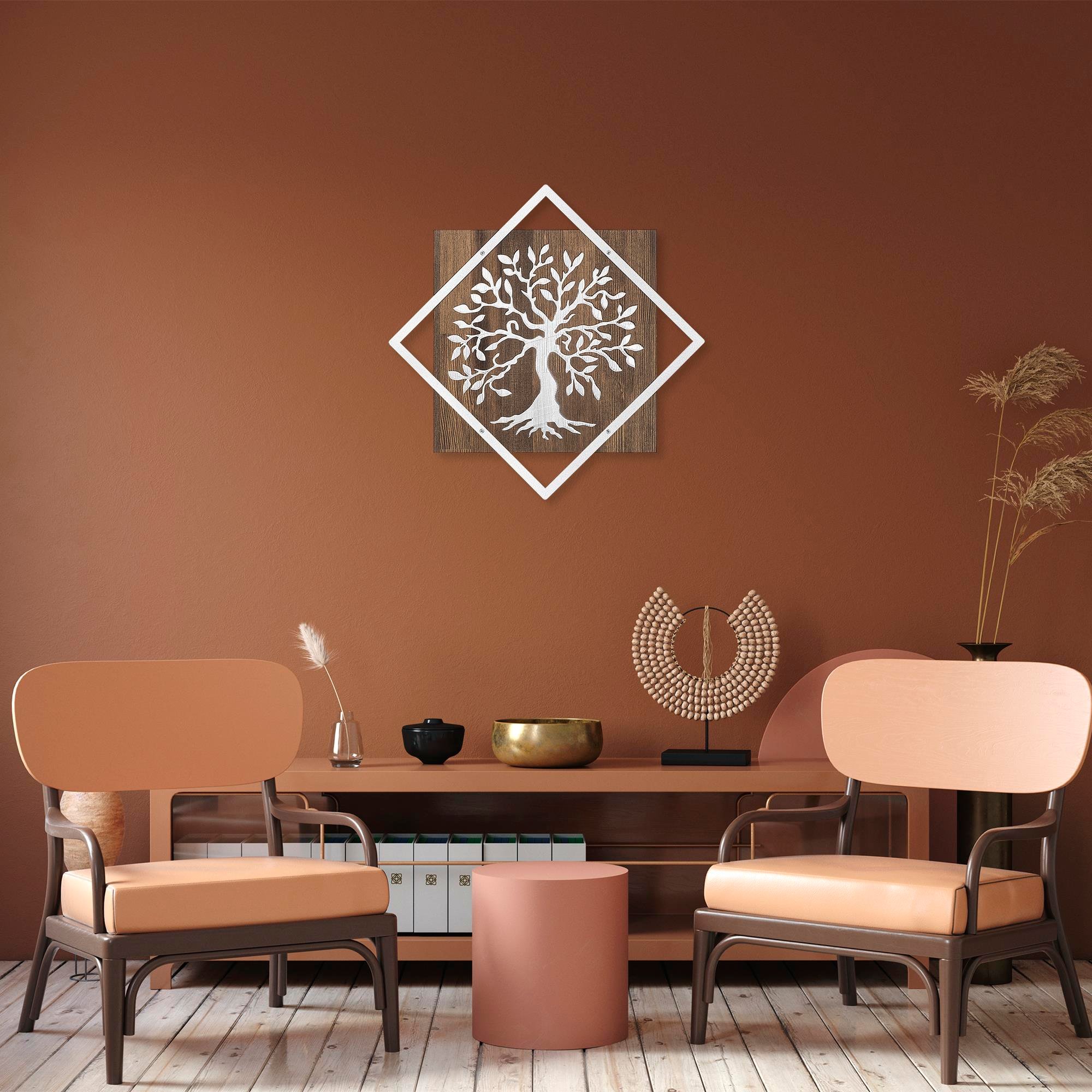 WT-024-SILVER METAL AHŞAP DUVAR PANOLARI
