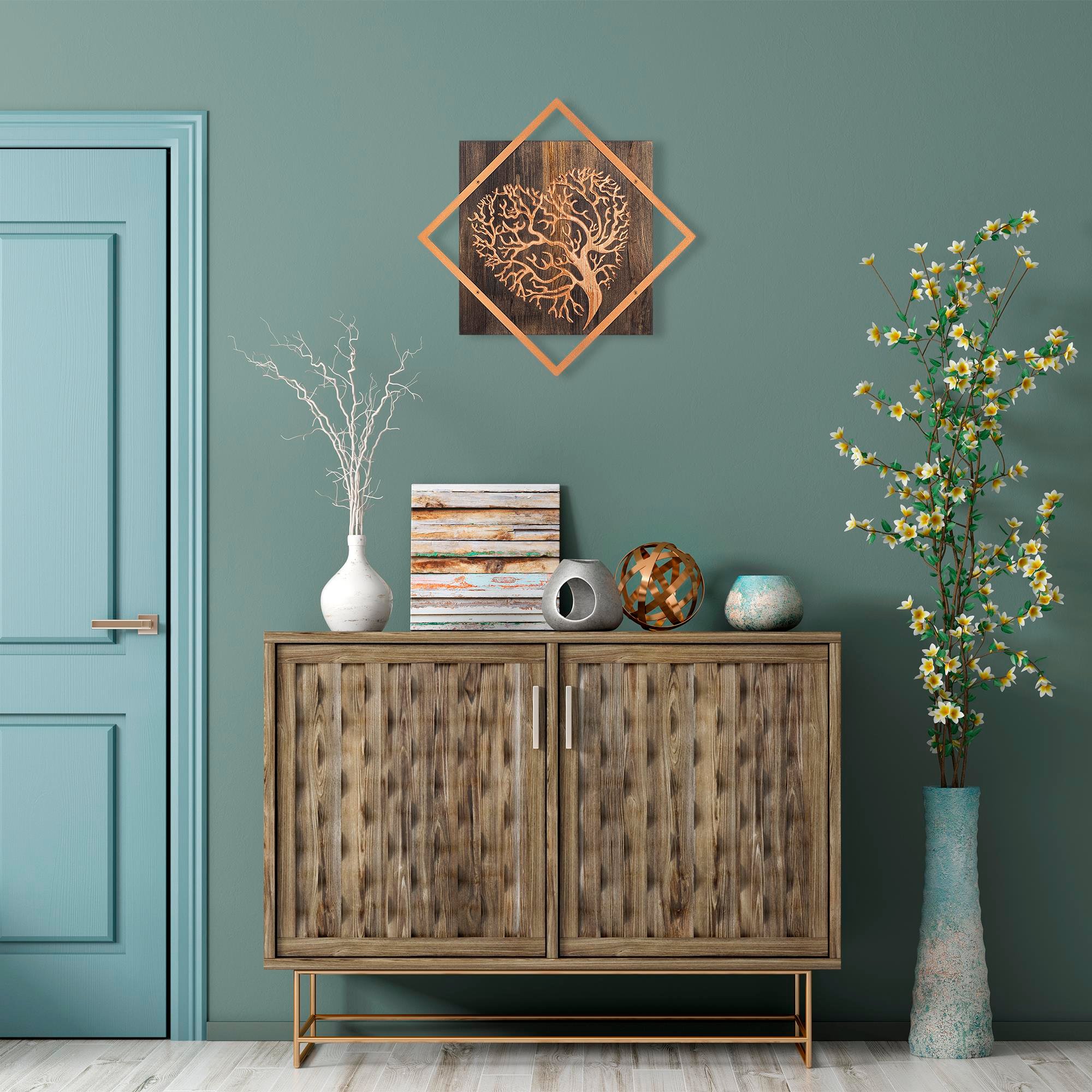 WT-025-COPPER METAL AHŞAP DUVAR PANOLARI