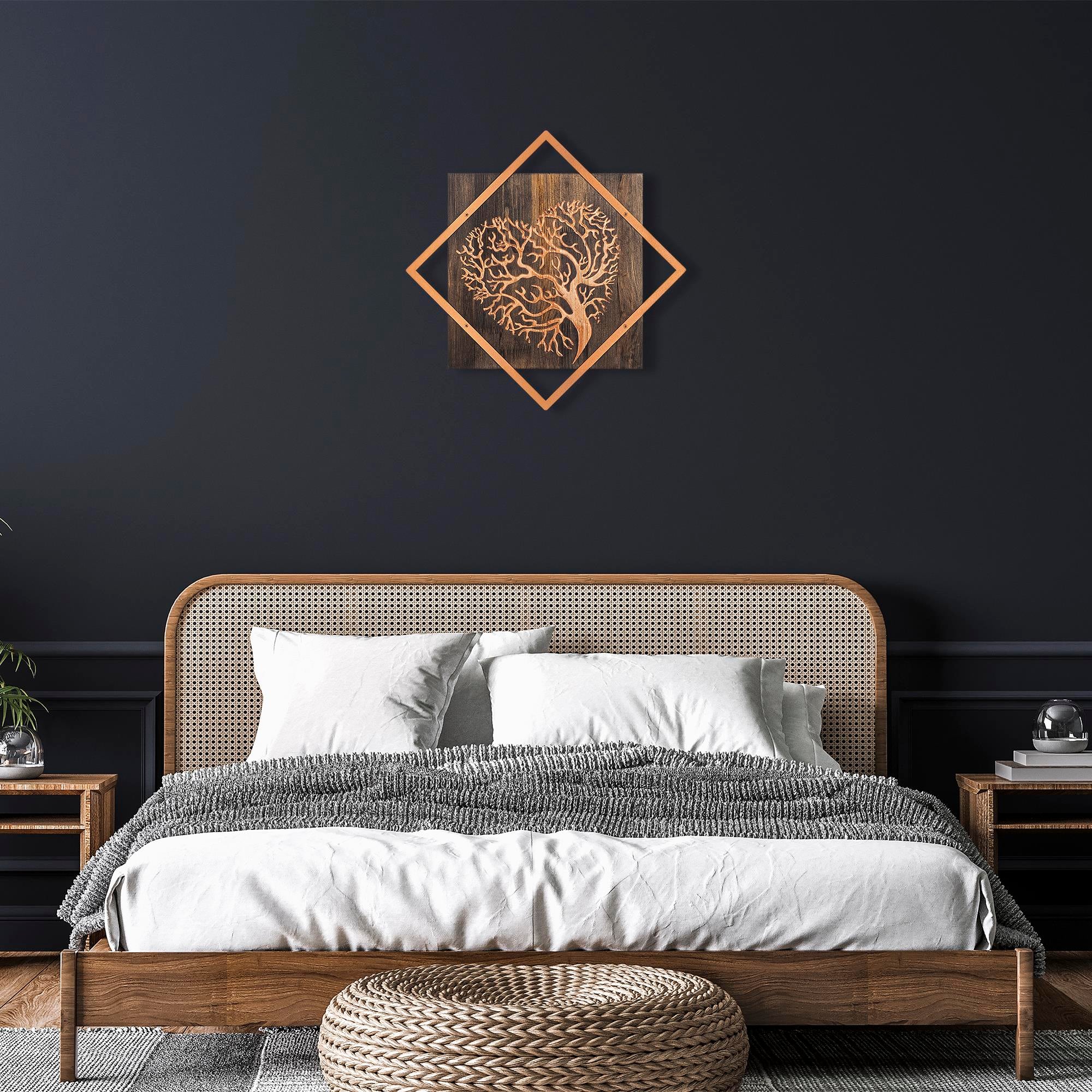 WT-025-COPPER METAL AHŞAP DUVAR PANOLARI