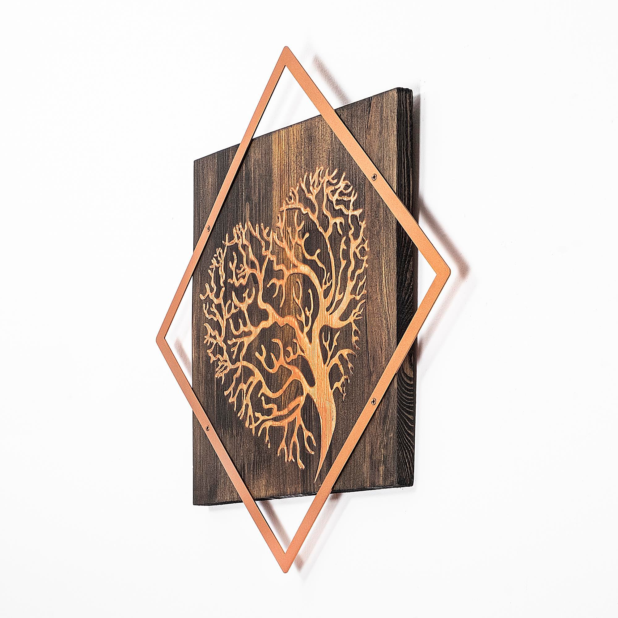 WT-025-COPPER METAL AHŞAP DUVAR PANOLARI