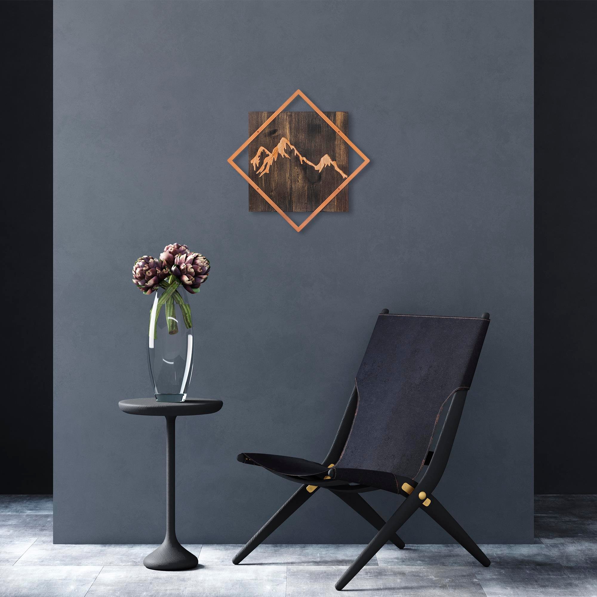 WT-029-COPPER METAL AHŞAP DUVAR PANOLARI
