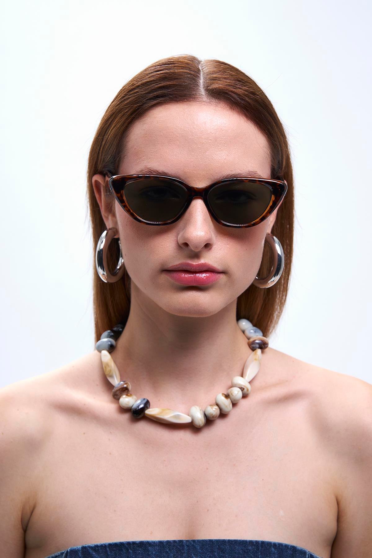 Asude Leopard Green Güneş Gözlüğü