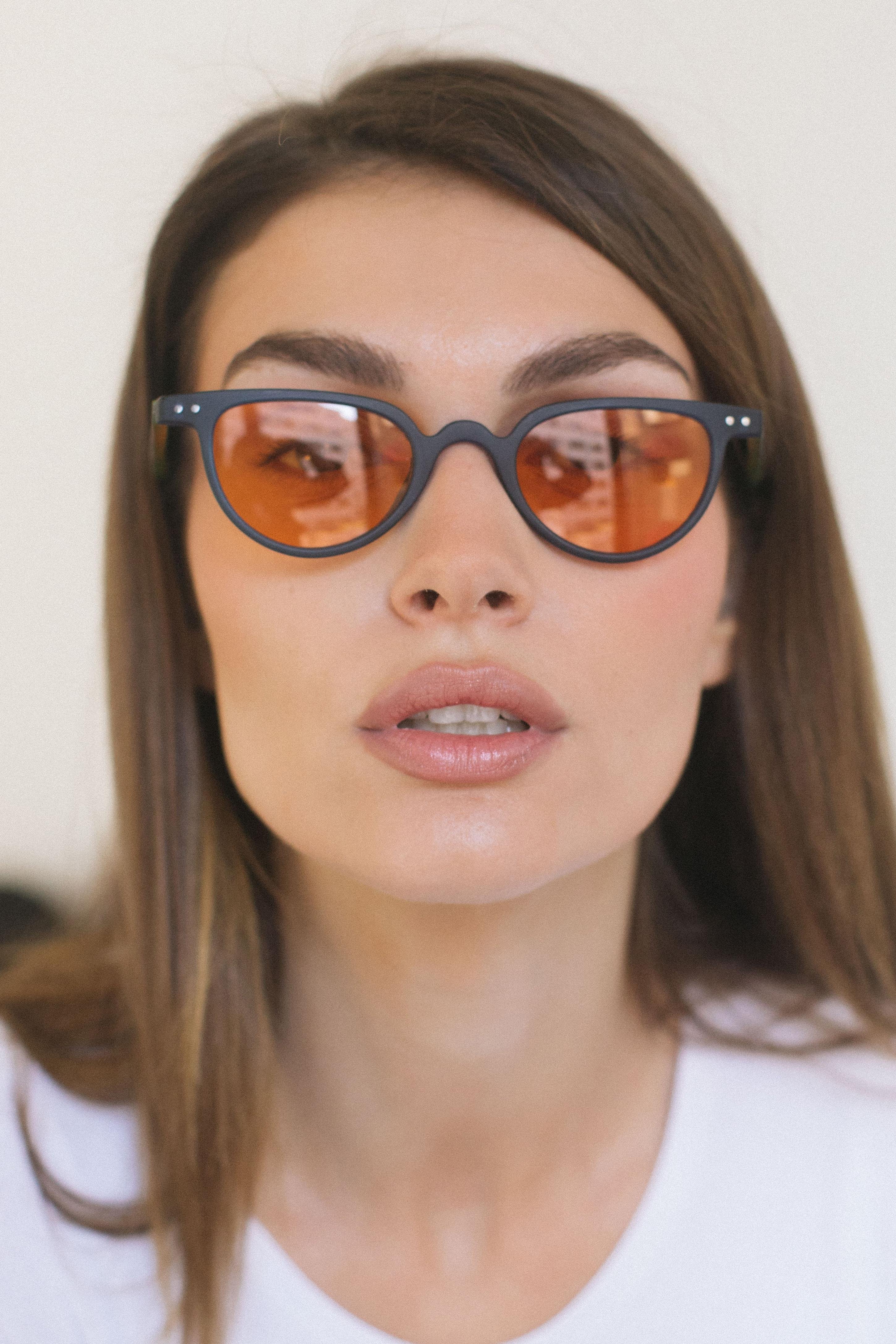Ceyda Matt Navy Orange Güneş Gözlüğü
