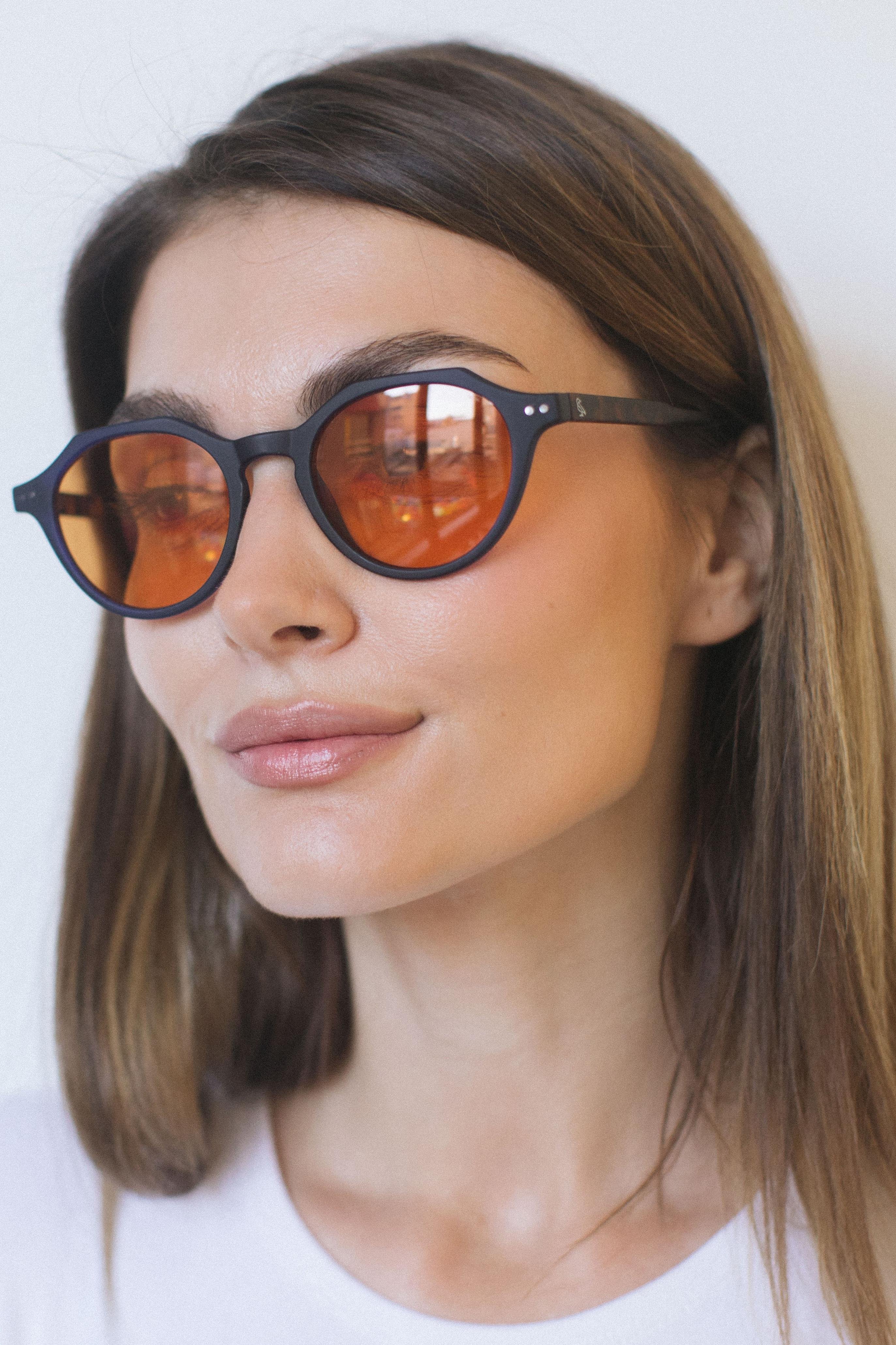 Eline Matt Navy Orange Güneş Gözlüğü