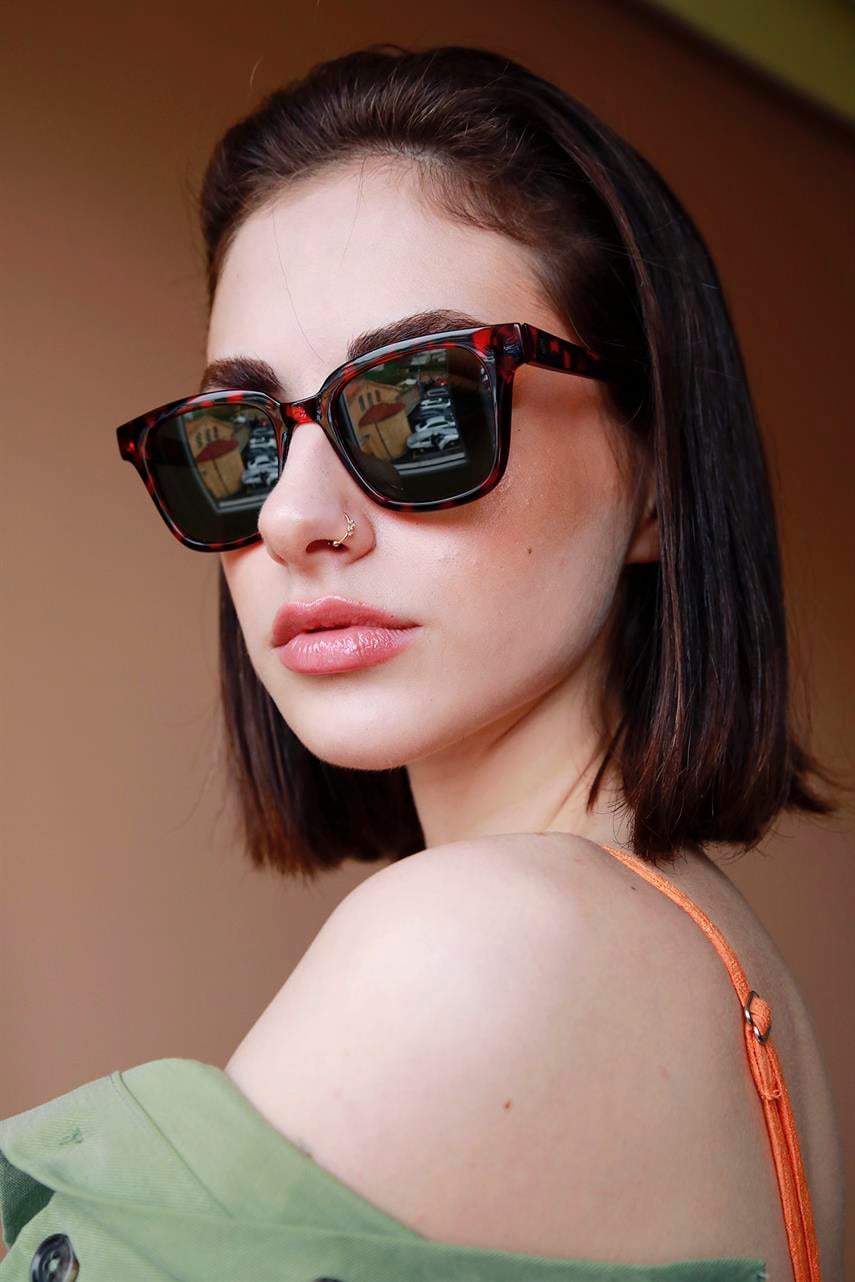 Elvin Leopard Green Güneş Gözlüğü