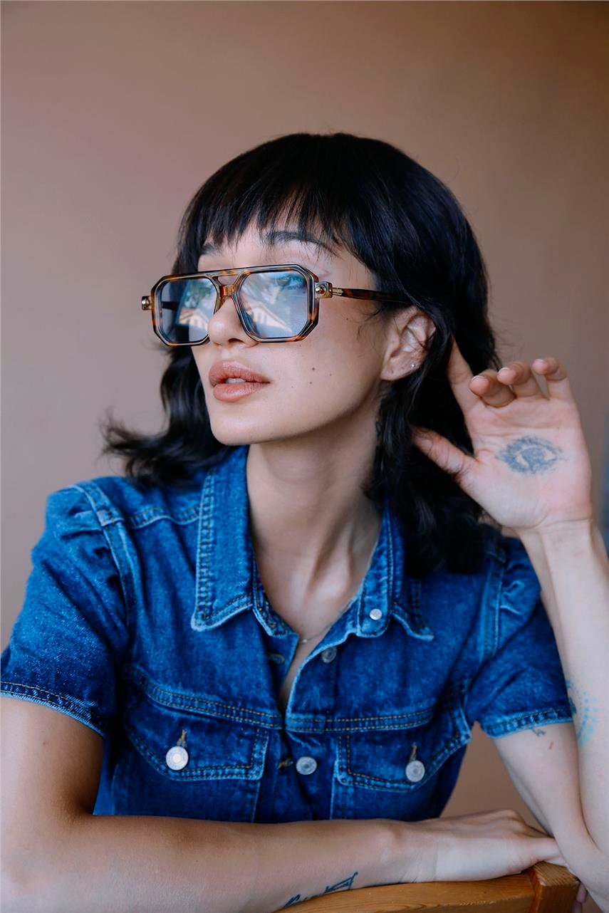 Fyodor Leopard Blue Güneş Gözlüğü