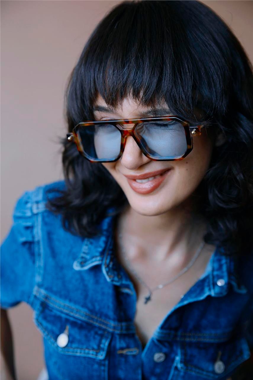 Fyodor Leopard Blue Güneş Gözlüğü