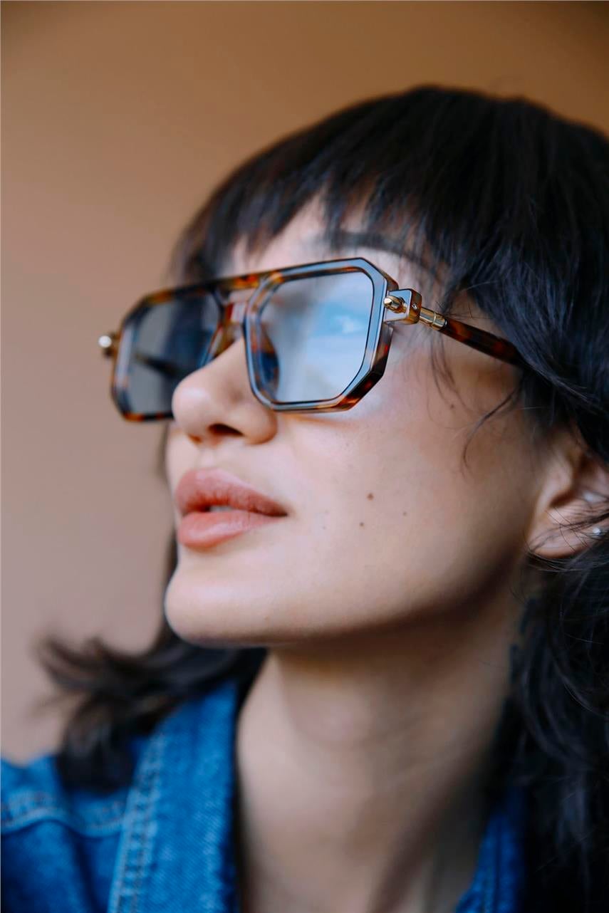 Fyodor Leopard Blue Güneş Gözlüğü