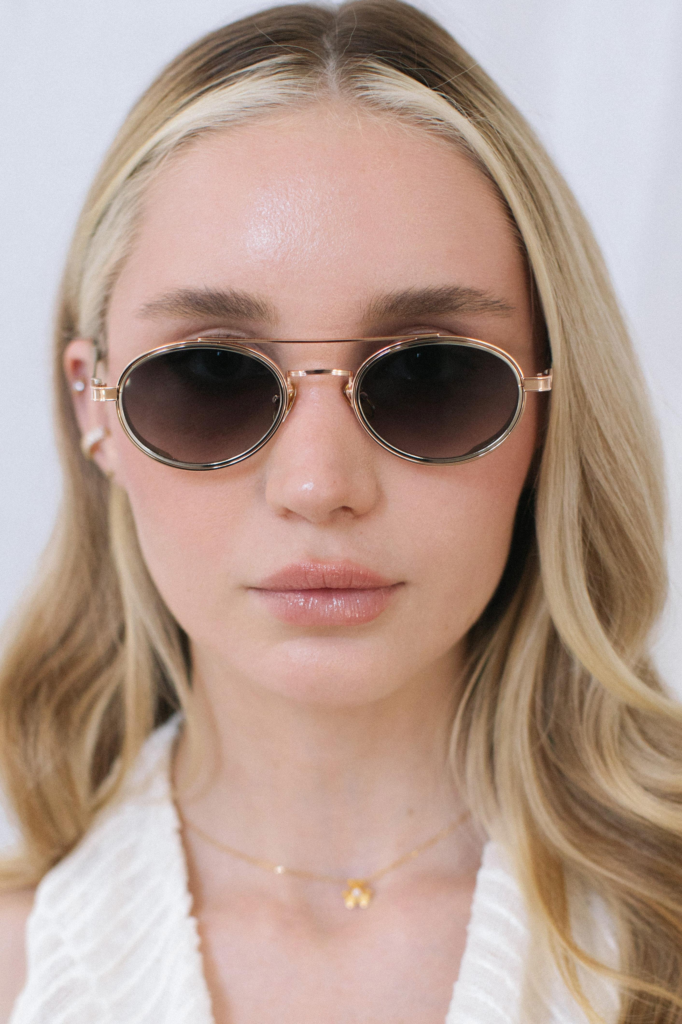 Larg Gold Silver Green Degrade Güneş Gözlüğü