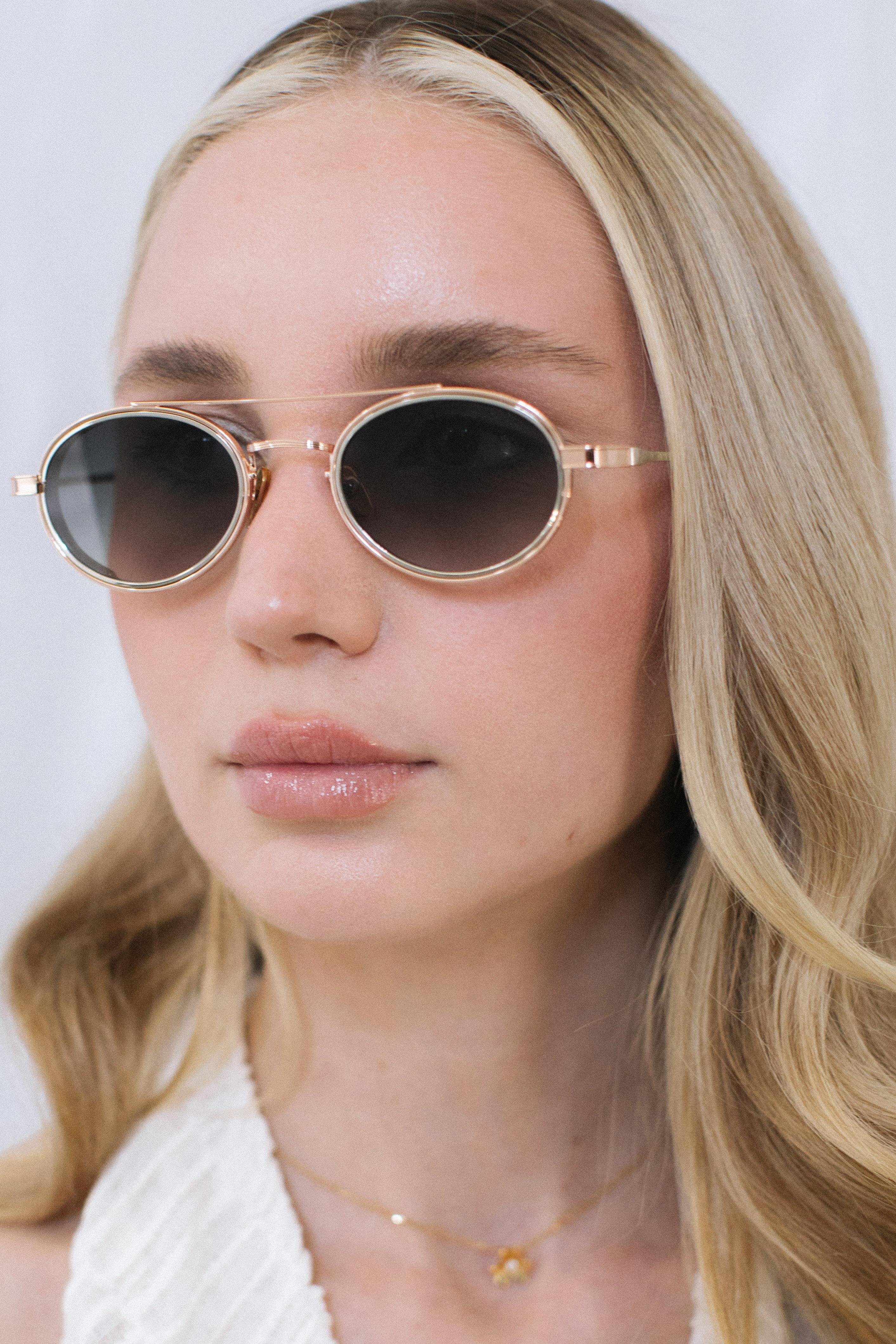 Larg Gold Silver Green Degrade Güneş Gözlüğü