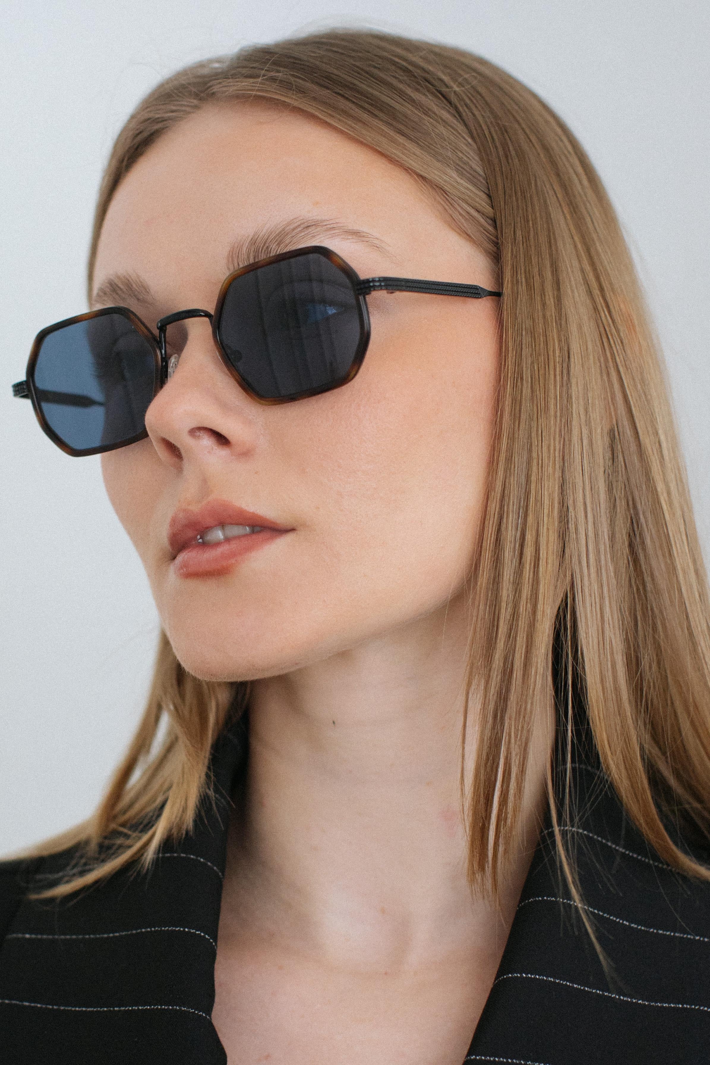 Marthe Leopard Black Blue Güneş Gözlüğü
