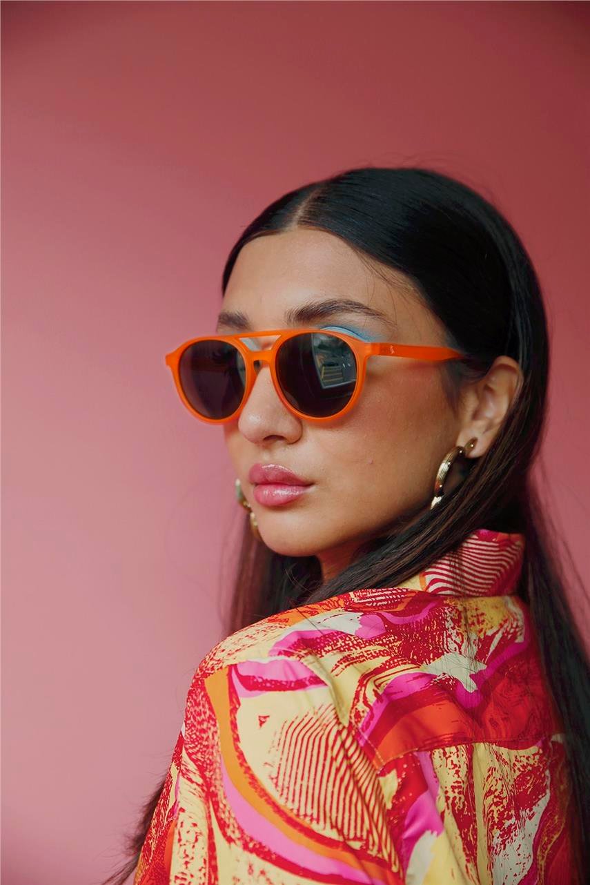 Poonam Matt Orange Black Güneş Gözlüğü