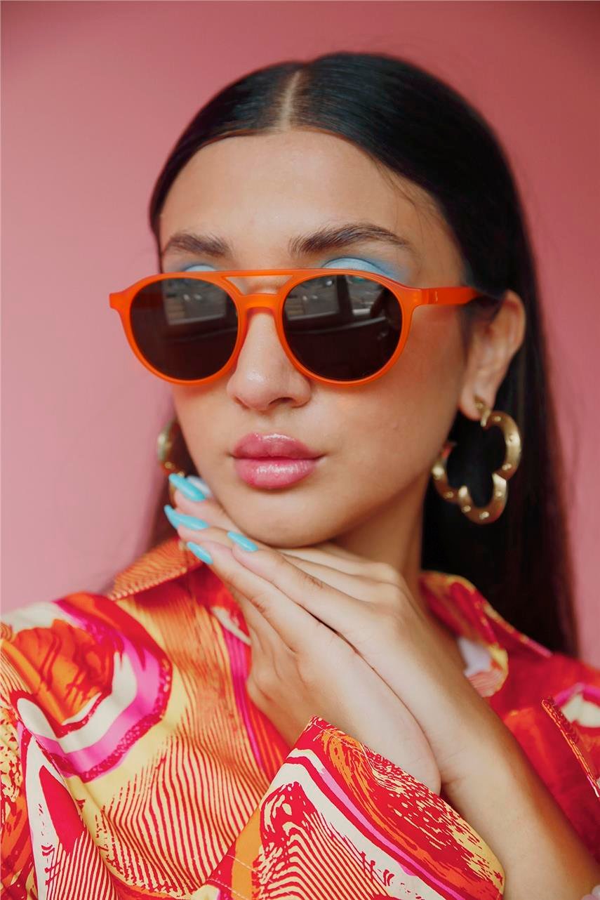 Poonam Matt Orange Black Güneş Gözlüğü