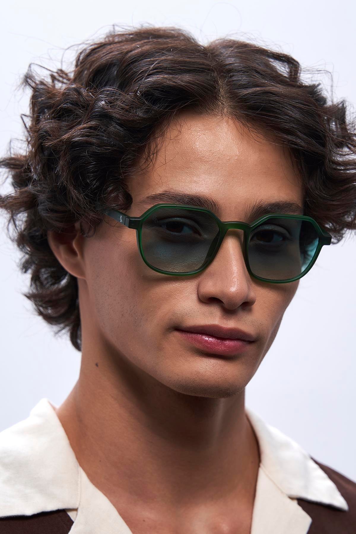 Sezar Matt Green Blue Degrade Erkek Güneş Gözlüğü