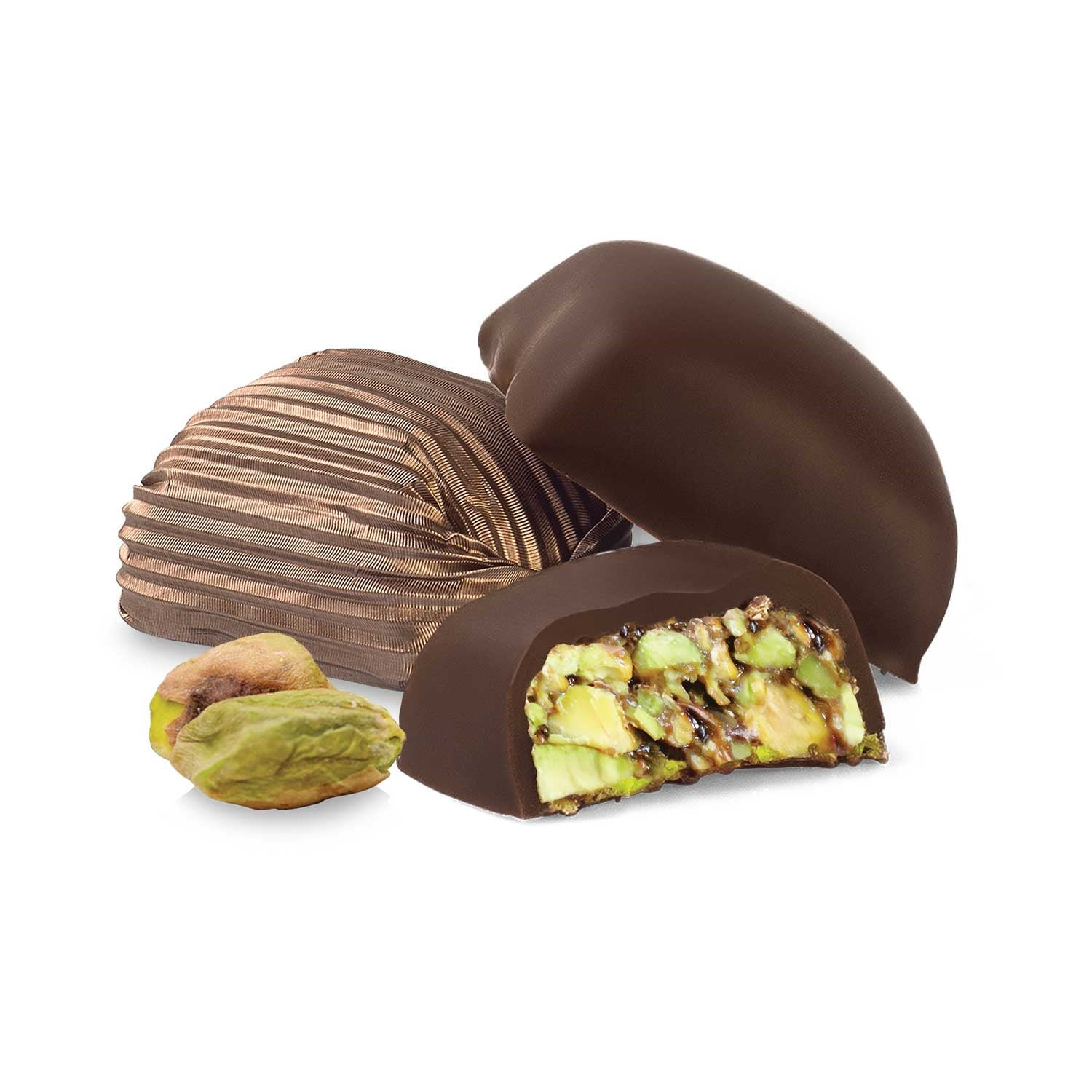 Bitter Çikolata Kaplı Fıstık Krokan (Bronz Sargılı)