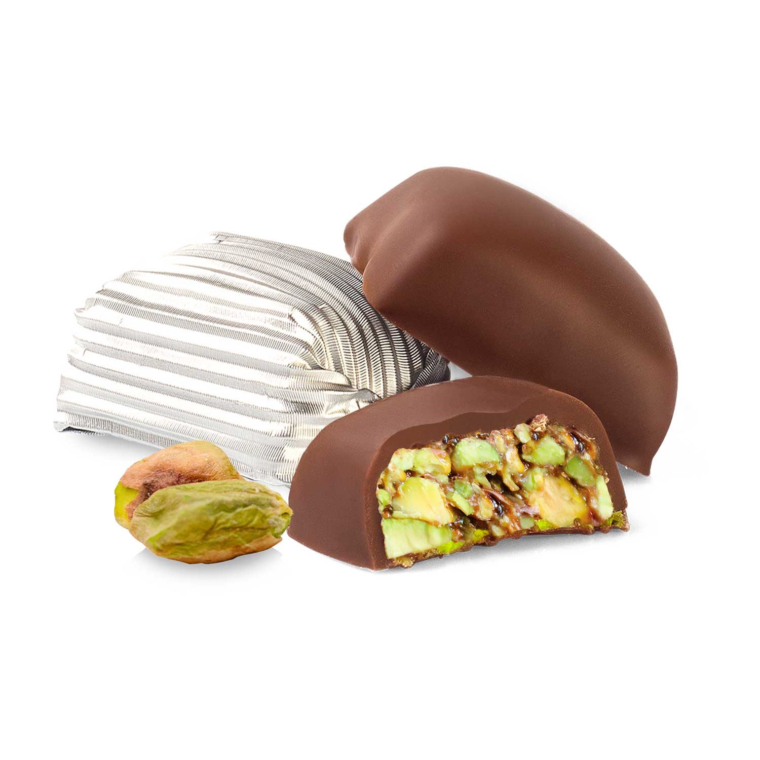 Sütlü Çikolata Kaplı Fıstık Krokan 34 ad - 490 gr (Gri Sargılı)