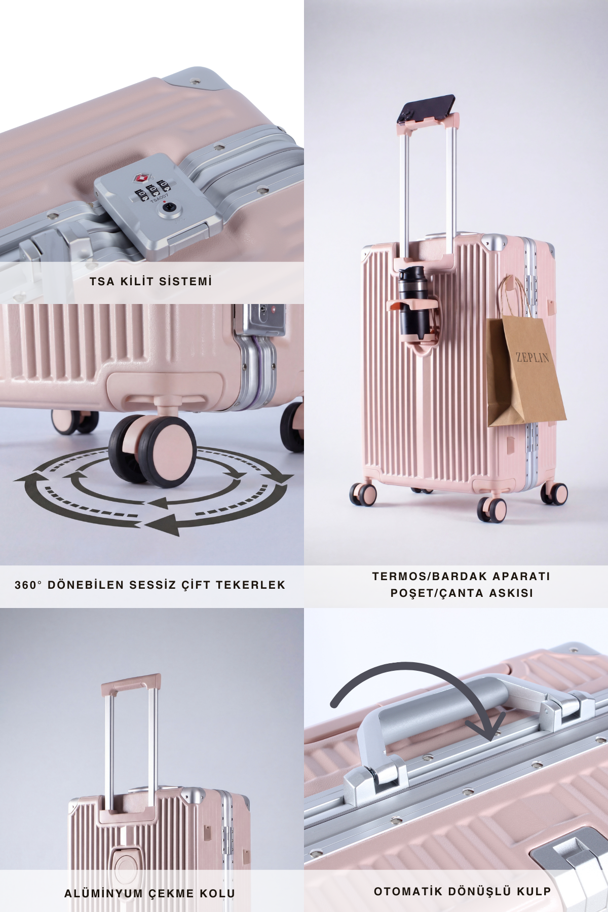 Zeplin Joya PC Policarbon Orta Boy Valiz Pembe