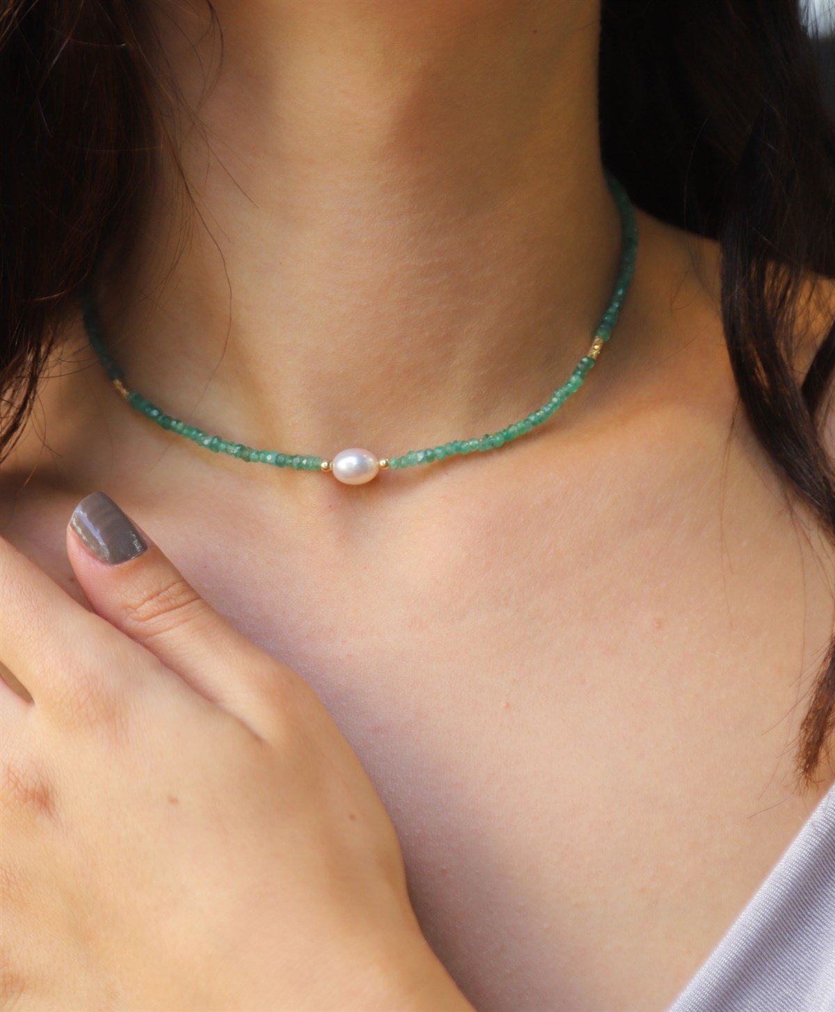 Yakut ve İnci Altın Kolye