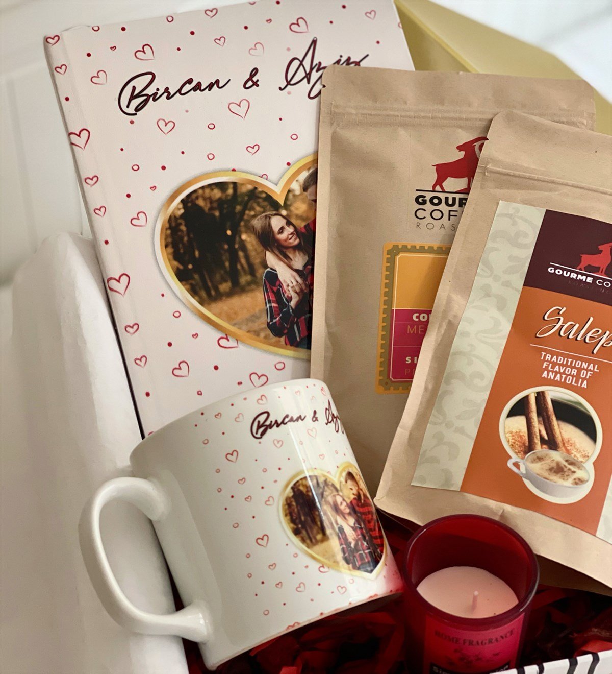  Kişiye Özel Golden Kalp Sıcak Çikolata & Sahlep Sevgiliye Hediye SetiGiftmodaGmhs100233