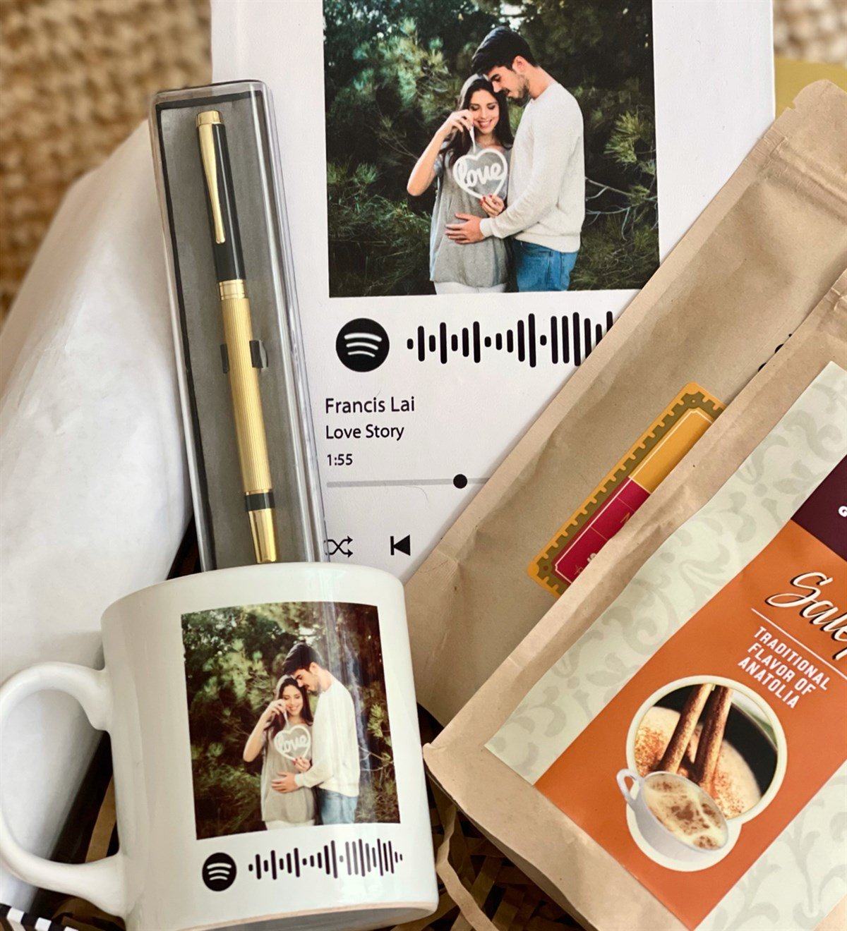  Özelleştirelebilir Spotify Sıcak Çikolata & Sahlepli Sevgiliye Hediye SetiGiftmodaGmhs100242