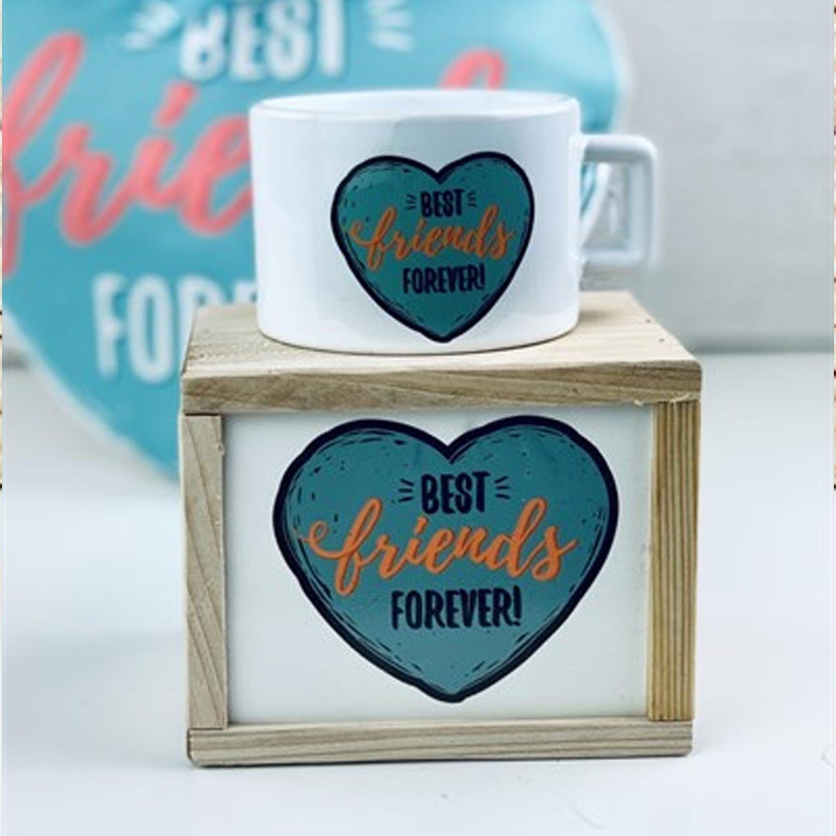 Ahşap Kutusunda Best Friends Tasarım Kupa BardakMarkasızGM10105