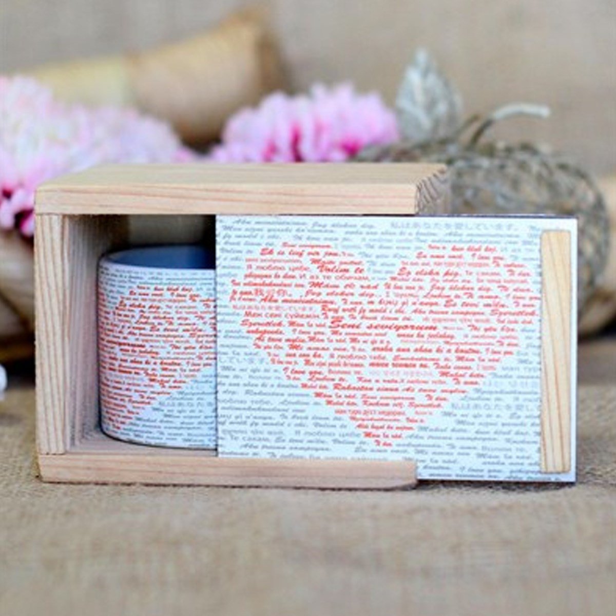 Ahşap Kutusunda Her Dilde Seni Seviyorum Kupa BardakMarkasızGM00006