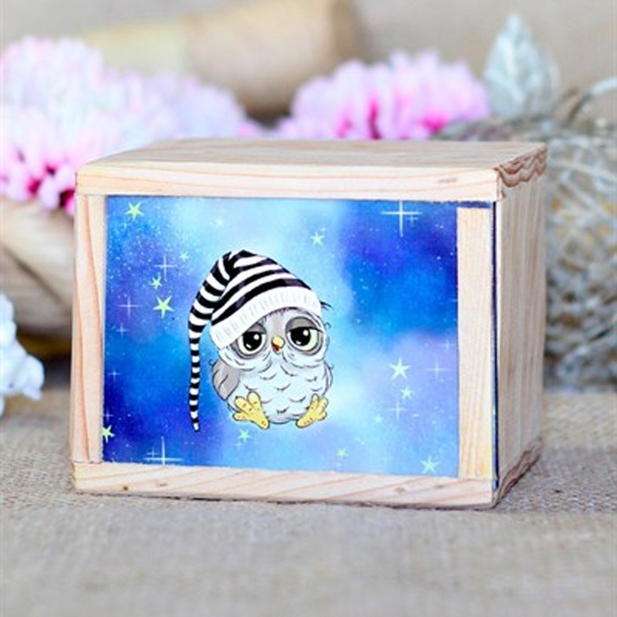 Ahşap Kutusunda Sevimli Baykuş Kupa BardakMarkasızGM00003