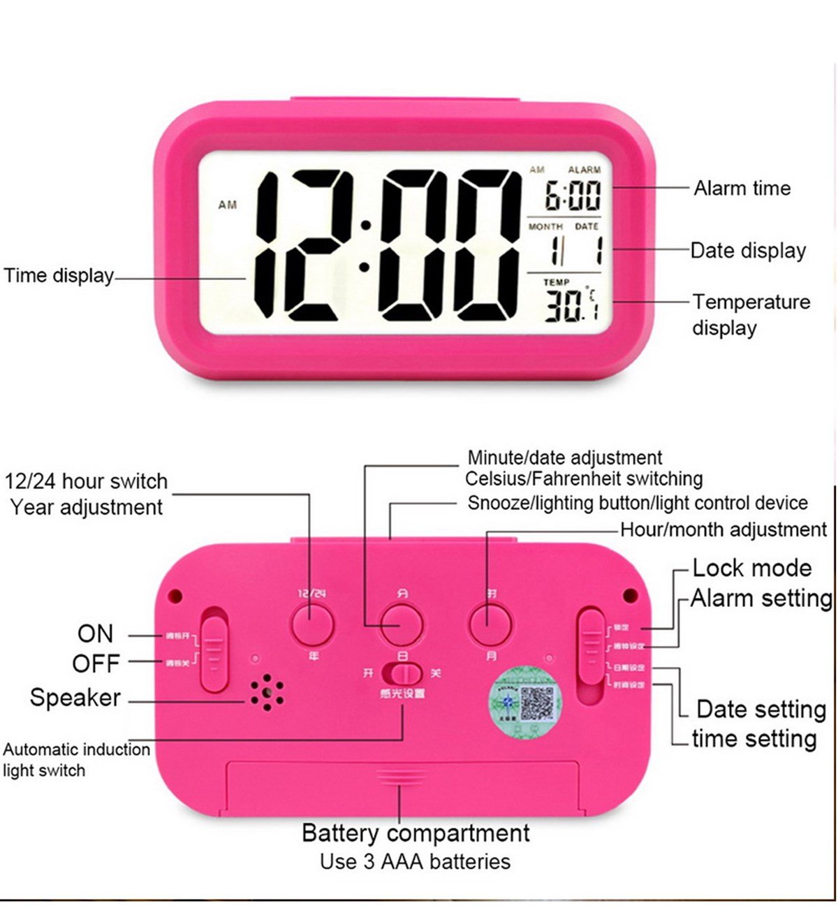 Alarmlı Dijital Masa Saati GiftmodaGM-1100