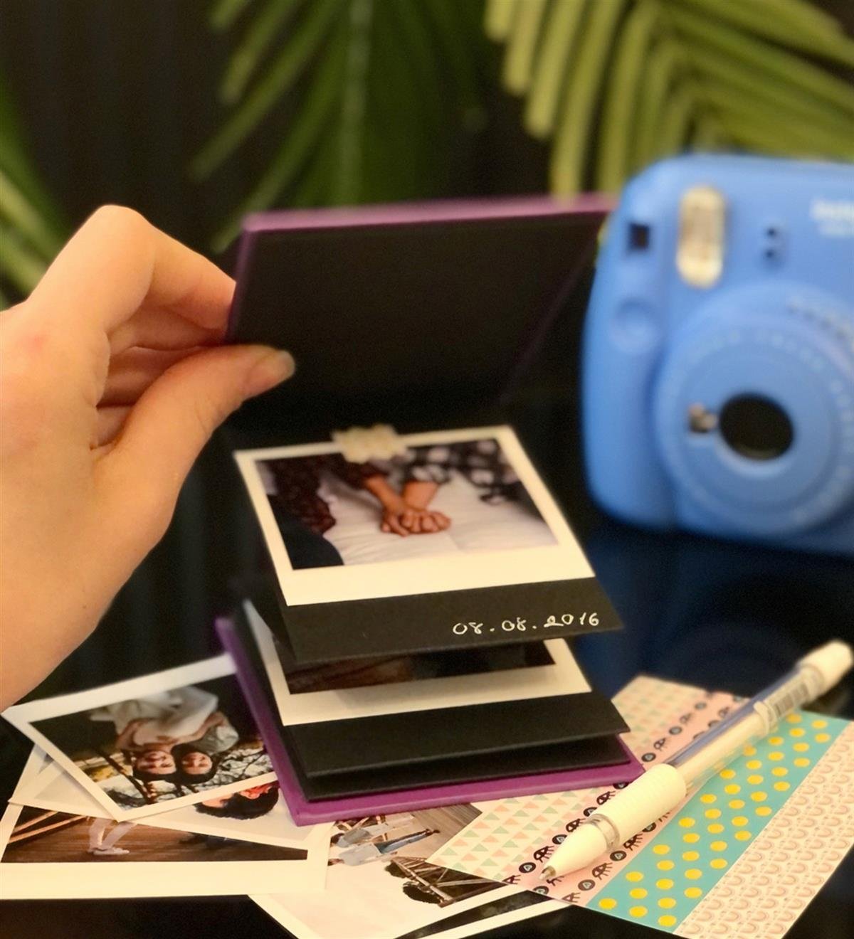 Kişiye Özel 6 Fotoğraflı Mavi Papatya  Mini Albüm Mini AlbümgiftmodaGmd100663