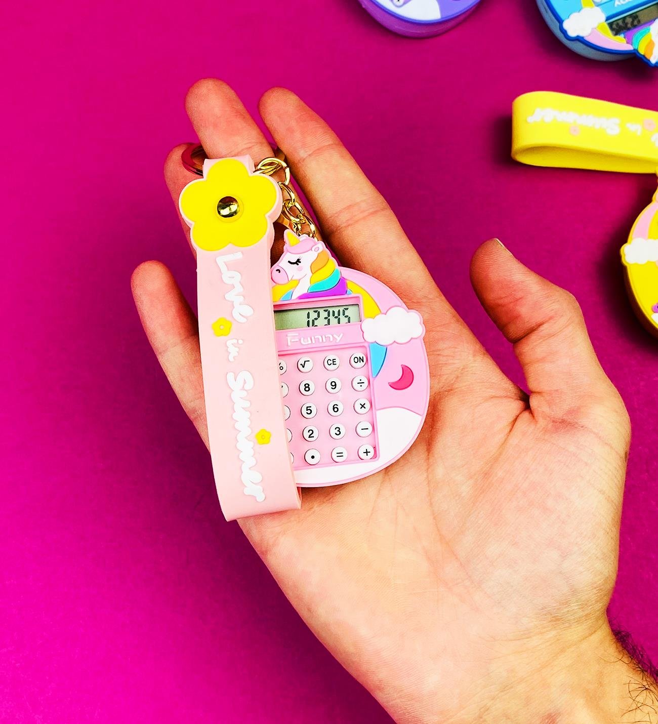 Unicorn Temalı Renkli Hesap Makinesi Anahtarlık SetigiftmodaBM-1350	