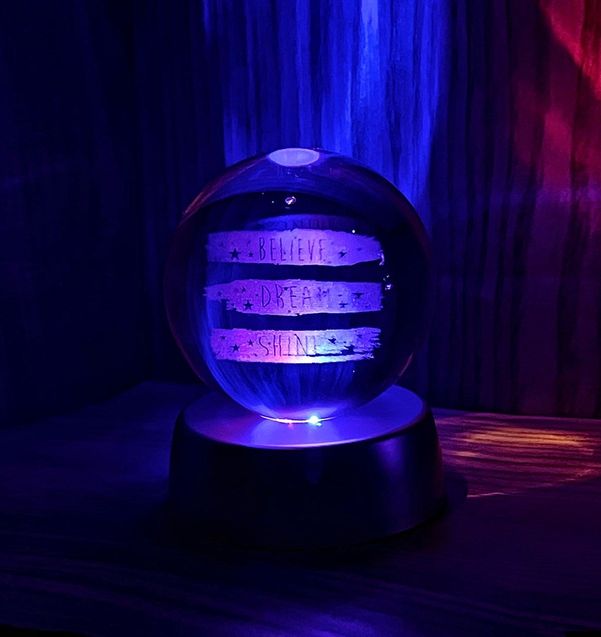 Believe Dream Shine Tasarımlı Işıklı Cam KüregiftmodaGm-4226	